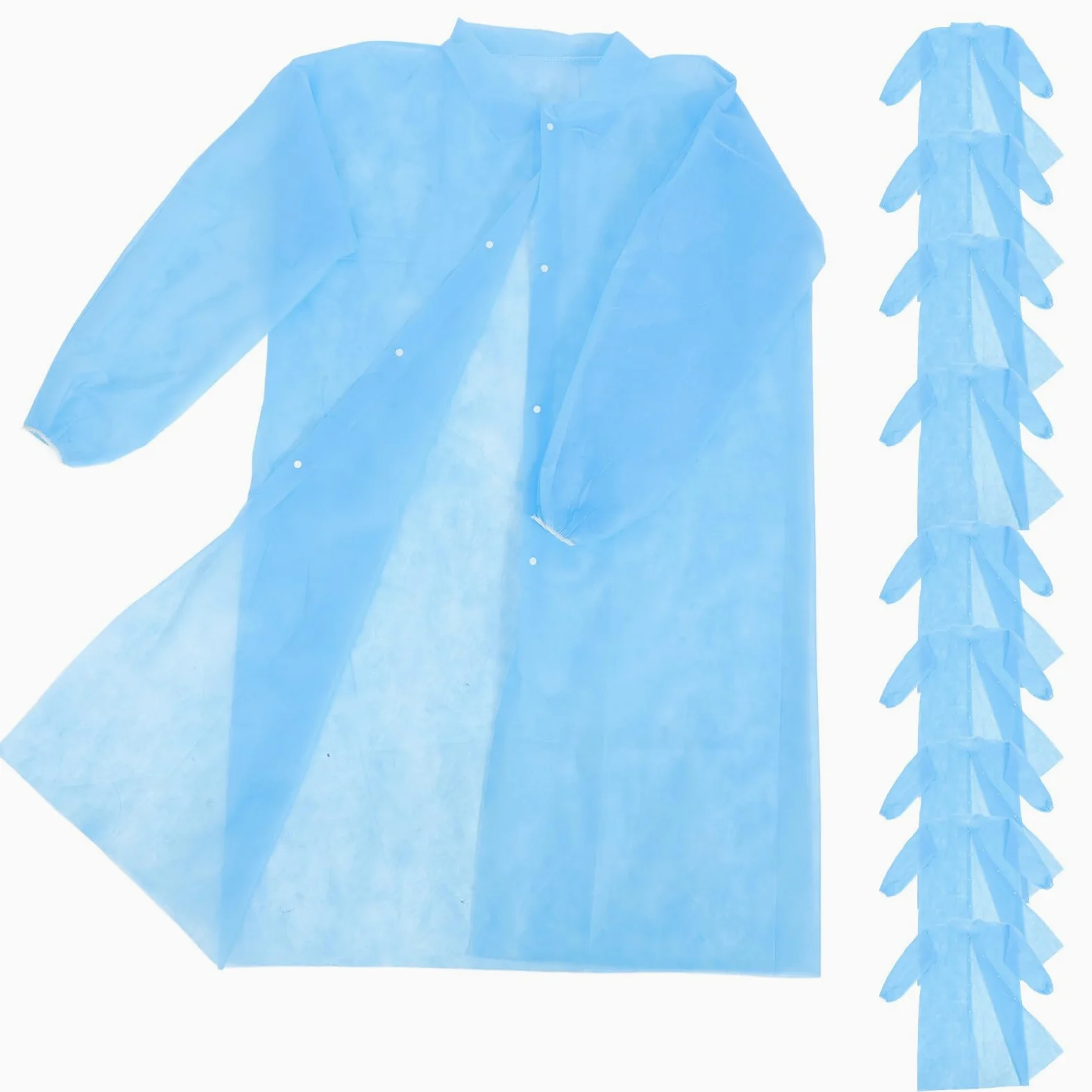 Anneome Blouses de Laboratoire Bleu Légères et Confortables Jetables en Tissu Non Tissé Lot de 10 Taille 3xl Boutons pour Environnements de Travail