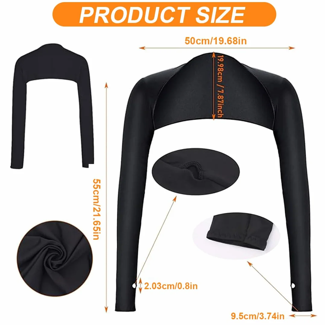 Châle pour les bras anti-UV respirant Boléro femme avec trous pour les doigts Noir