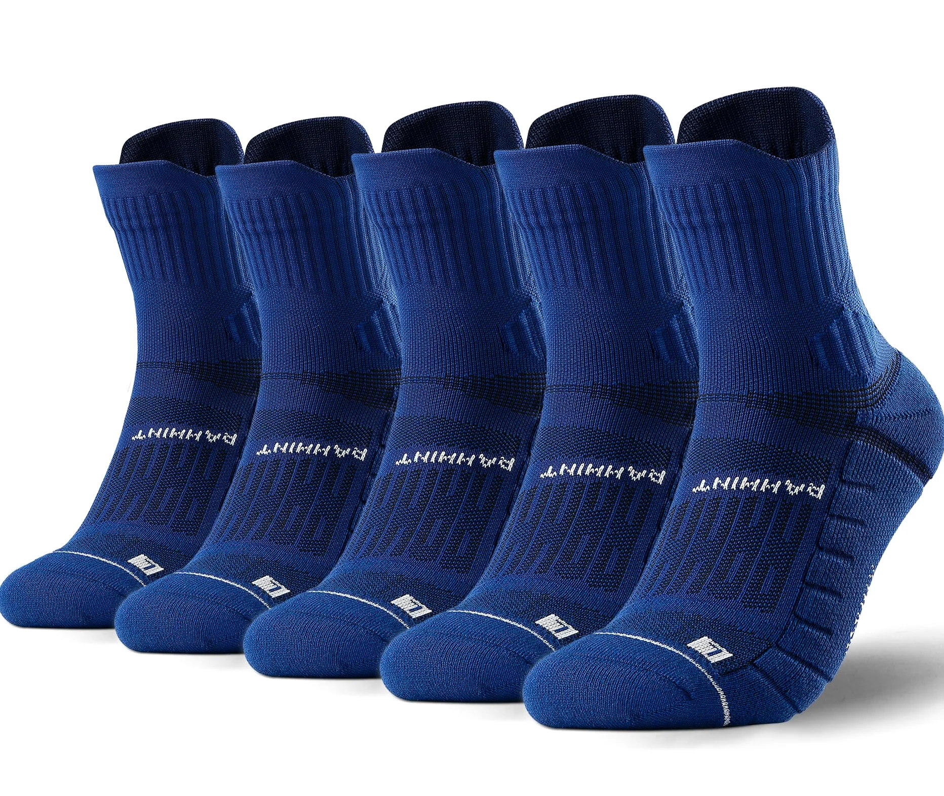 Rahhint Coolmax Lot de 5 paires de chaussettes de randonnée courtes anti-bulles respirantes pour homme et femme