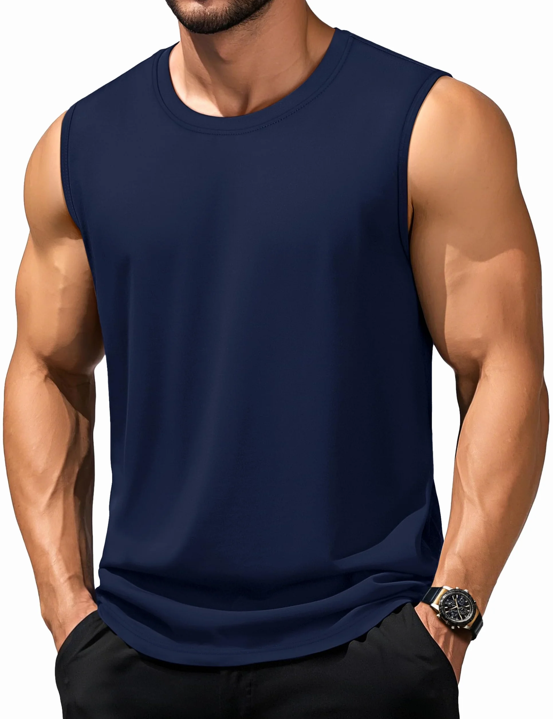 TACVASEN Debardeur Homme Sport Coton sans Manches Débardeur de Fitness Homme Musculation T Shirt Technique Respirant