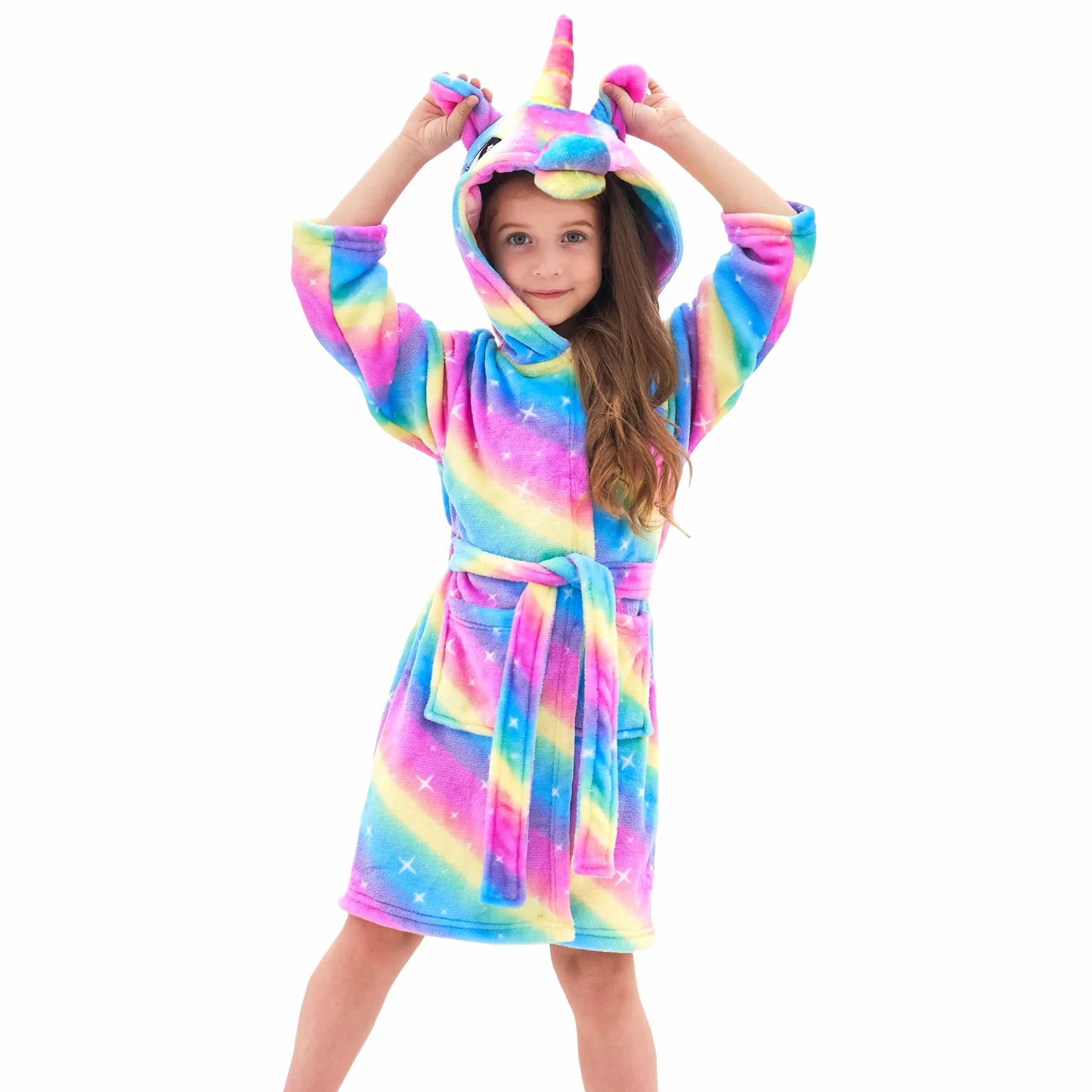 Ceruwum Peignoir Licorne pour Filles Robes de Chambre en Molleton Doux avec Capuche