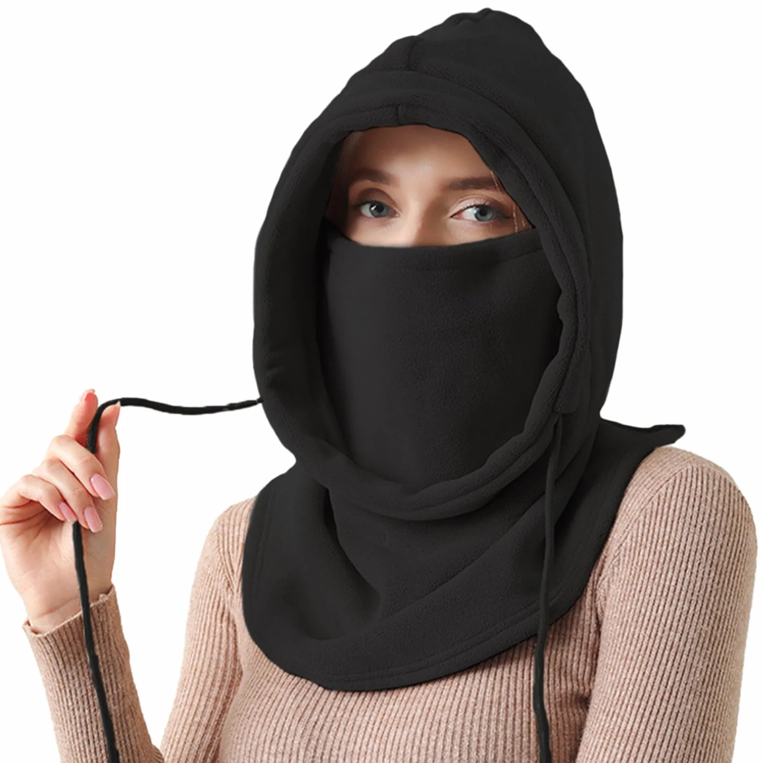 Cagoule Chaude Femme Hiver Balaclava Cyclisme Coupe-Vent Polaire Cache-Cou Outdoor Ski Chapeau