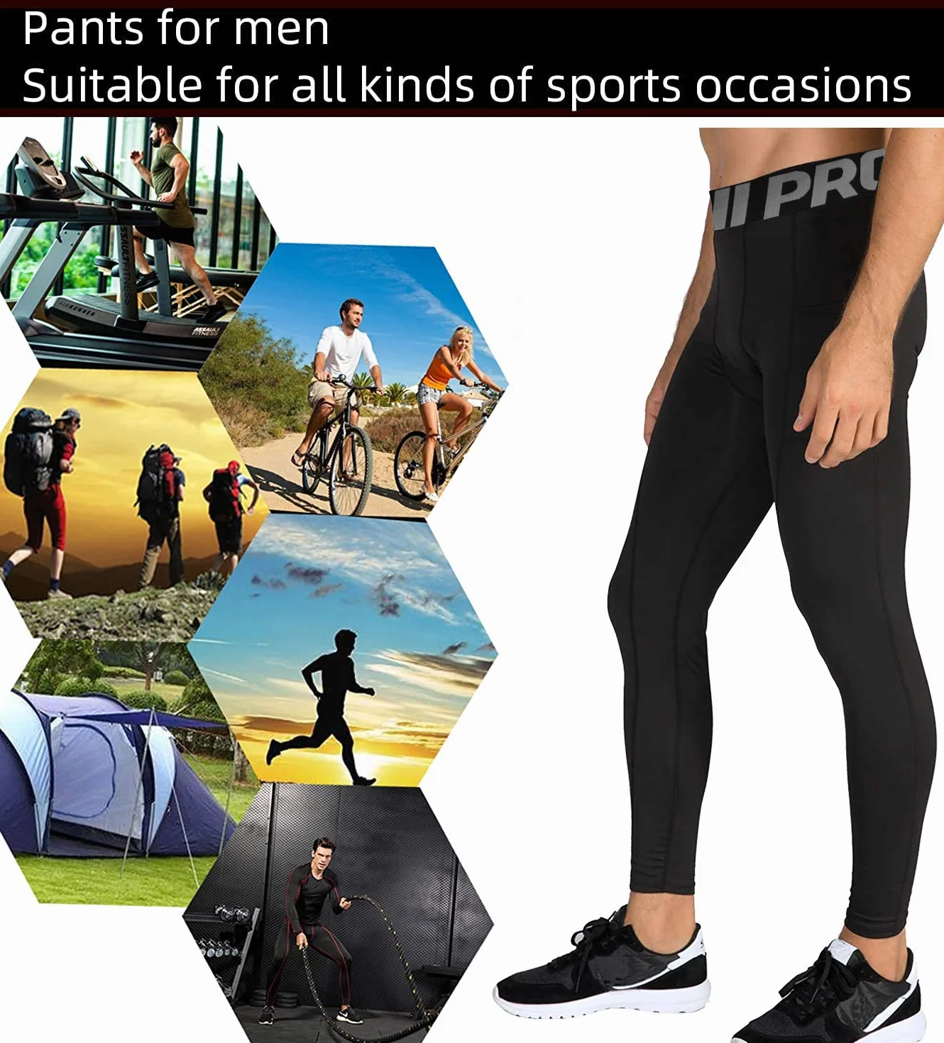 Legging de Sport pour Homme à Compression Running Pantalon Collant à séchage Rapide