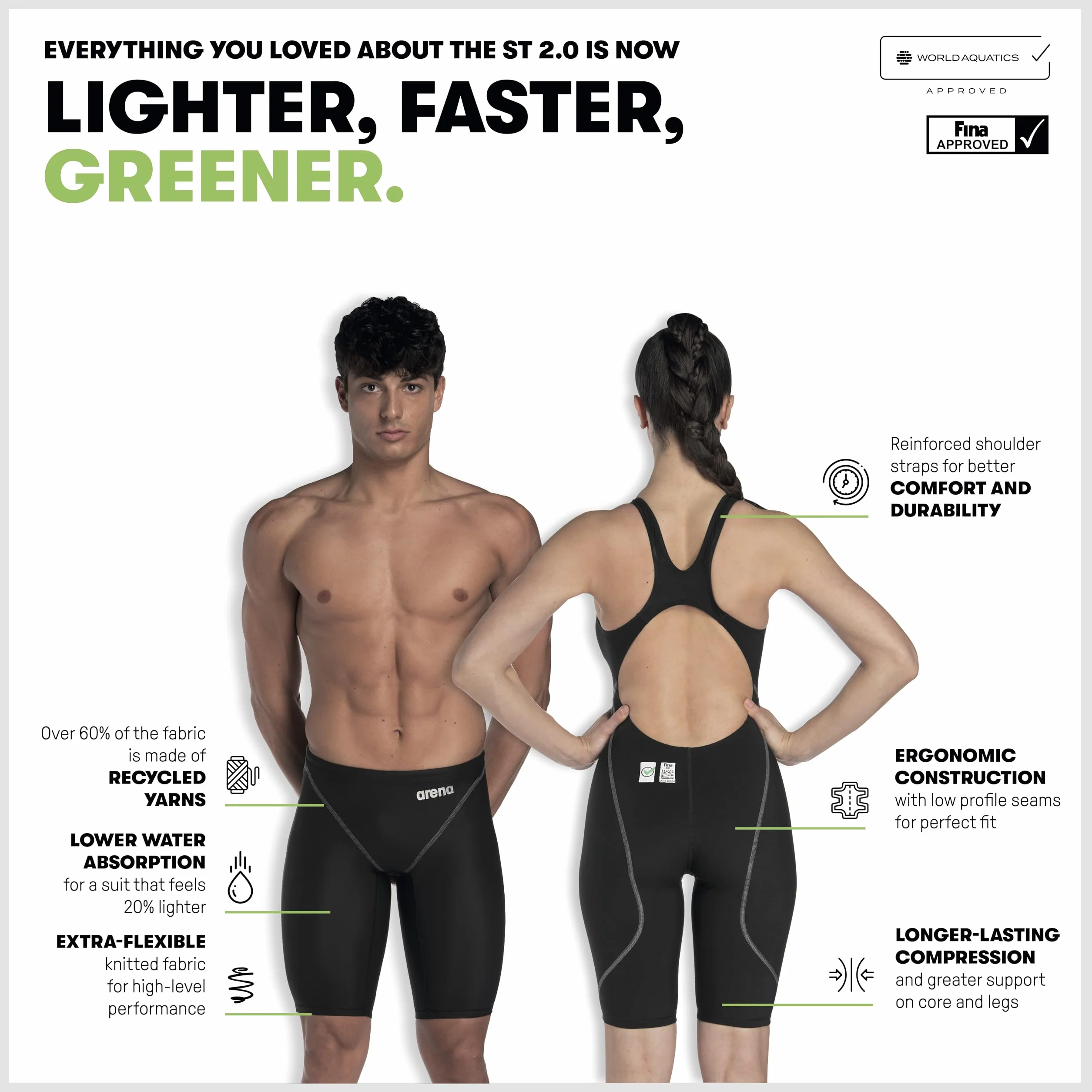 ARENA Powerskin ST Next Maillot de bain de compétition une pièce pour femme, coupe courte
