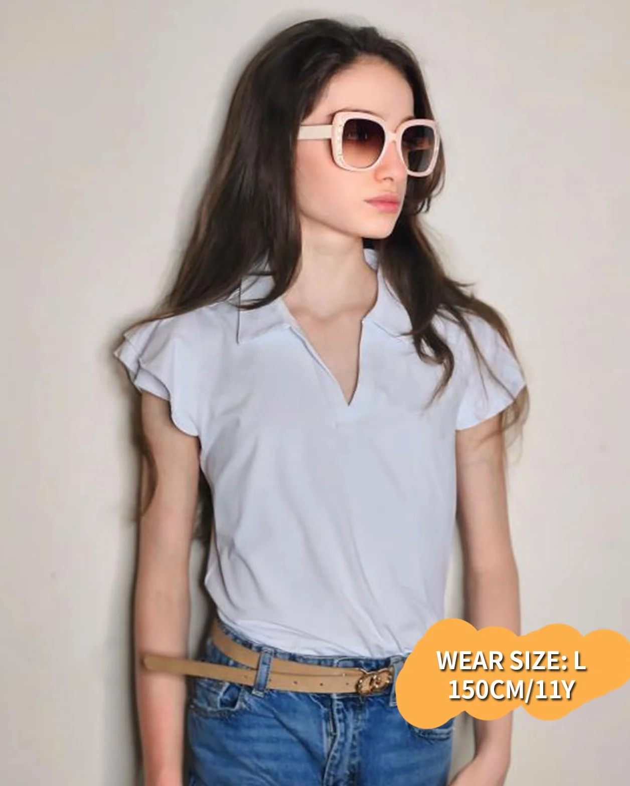 Soneven T-shirt à volants pour adolescentes - T-shirt d'été col en V manches