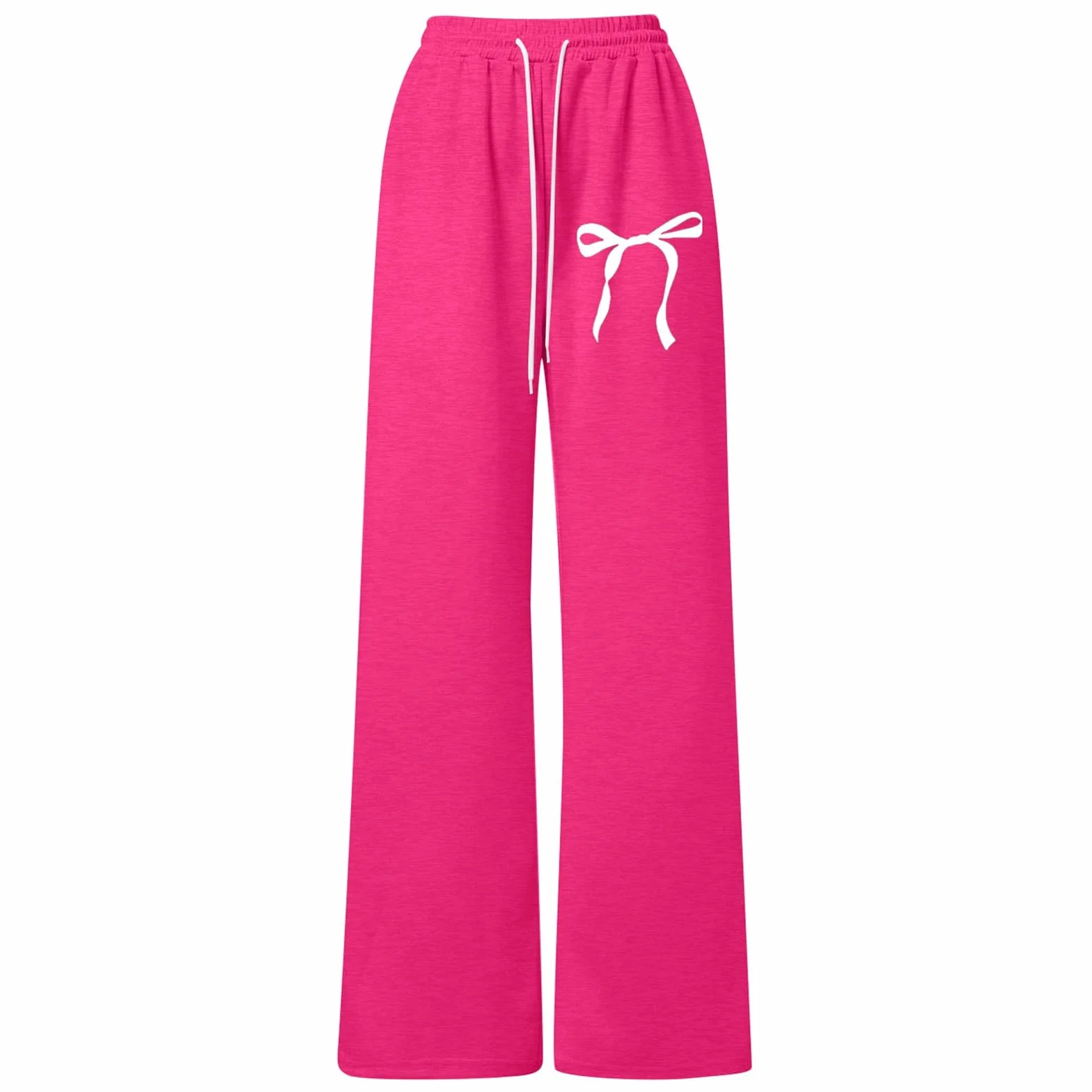Générique Pantalon Jogging Filles Baggy Pantalon de Survêtement avec nœud Imprimé Taille Élastique avec Cordon de Serrage à Jambes Larges Pantalons Confort Décontracté Jogging Baggy Enfant Ado