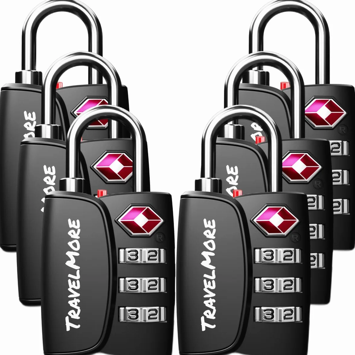 Lot de 6 Cadenas TSA avec Indicateur d'Ouverture Noir pour Valises et Bagages