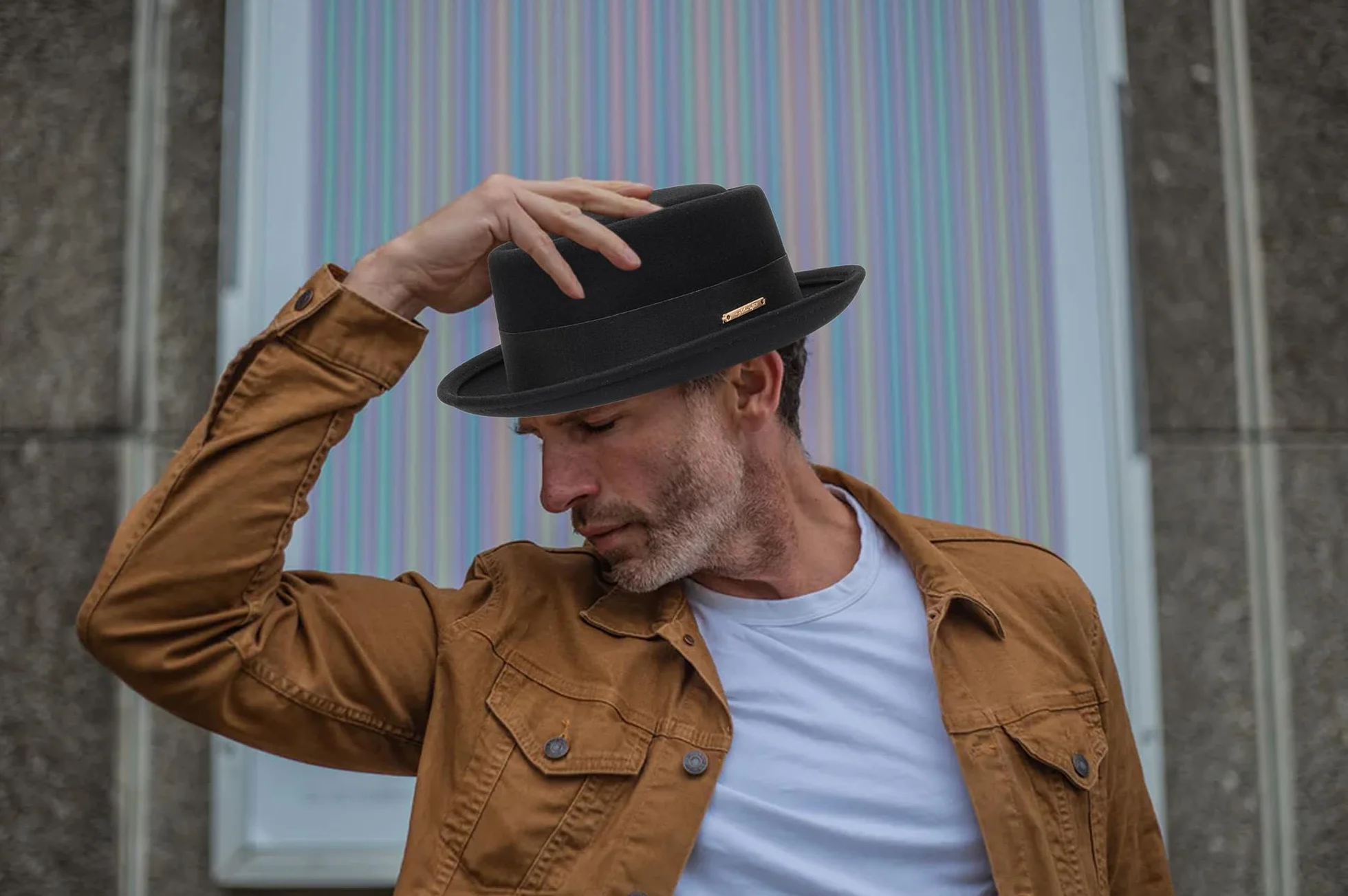 Chapeau melon vintage en laine homme femme