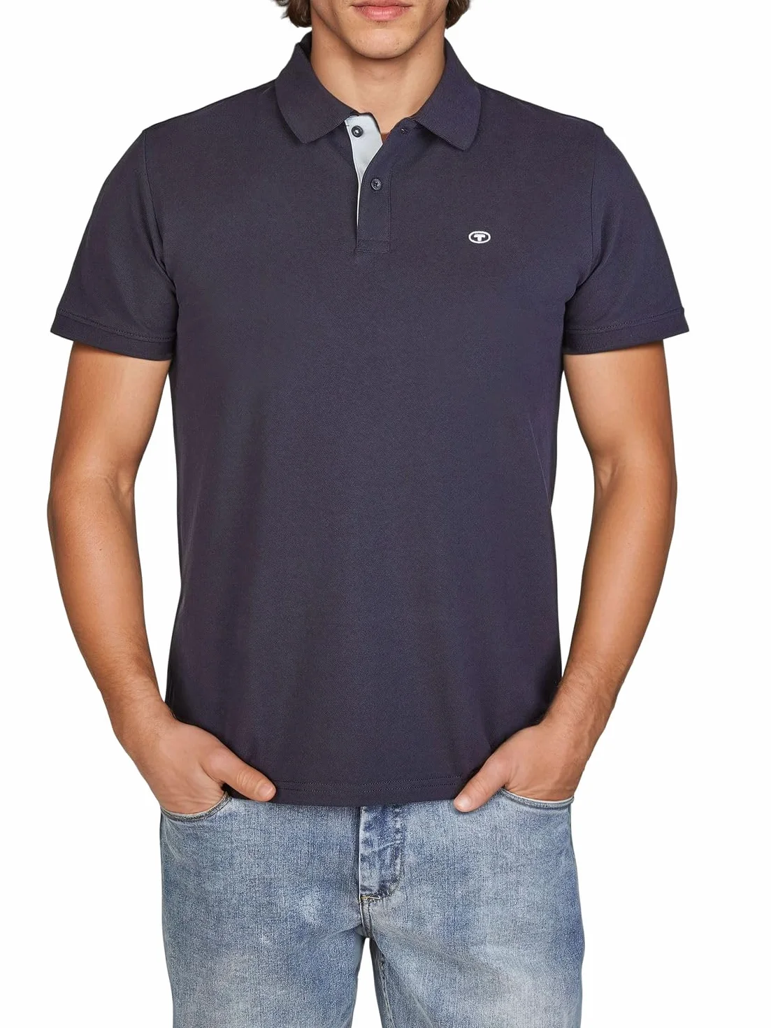 TOM TAILOR Lot de 3 polos à manches courtes en coton pour homme - Coupe droite - Pour l'été - Basiques - Couleur unie - Blanc, bleu, noir, olive, gris - Tailles S, M, L, XL, XXL, 3XL