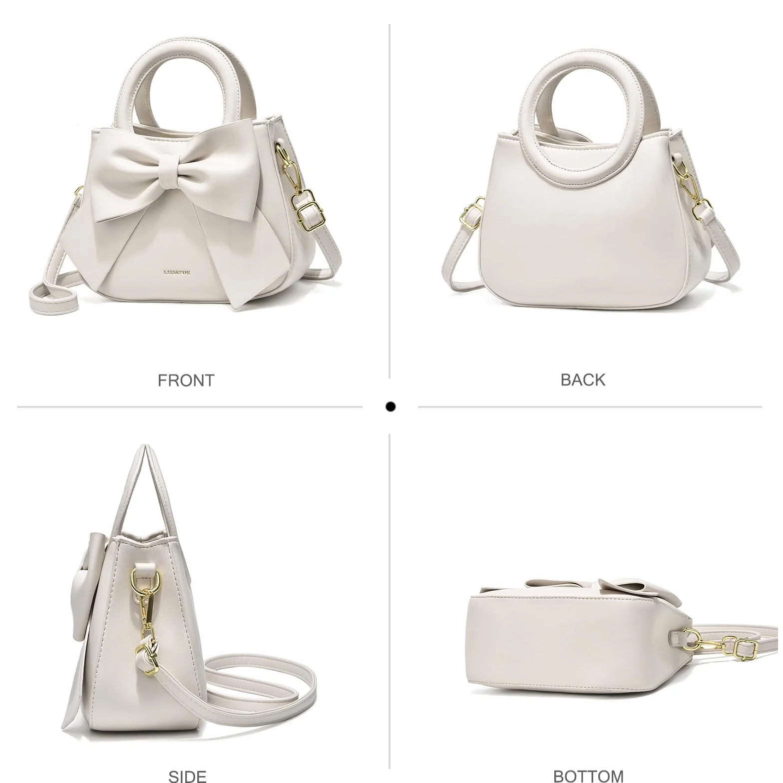 Nicole & Doris Mini Sac à Main en Cuir Bandoulière Crossbody pour Femme Blanc