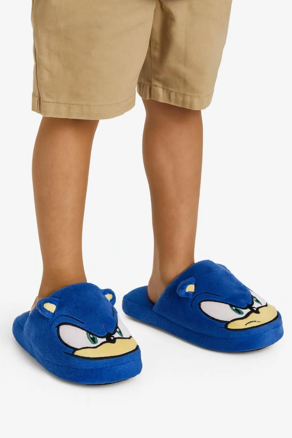 Sonic Pantoufles en peluche moelleuse pour garçon Idéal pour la maternelle et la maison Cadeau chaud Taille 25-33