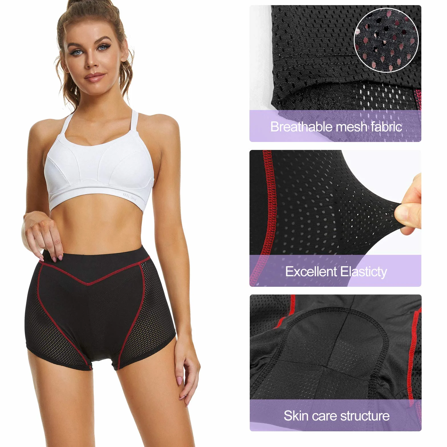 FEIXIANG Pantalon de Cyclisme pour Femmes,Short de Cyclisme Court sous-Vêtements de Cyclisme avec Rembourrage en Gel 4D,Pantalon de Cyclisme Respirant Short de Cyclisme à Séchage Rapide