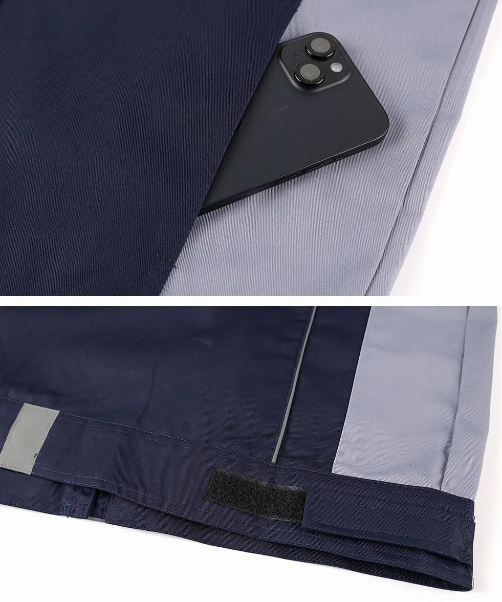 Homme Veste de Travail Multi Poches Blouson de Travail Manche Longues Bleu de Travail Vêtements de Travail Manteau de travail avec Fermeture éclair