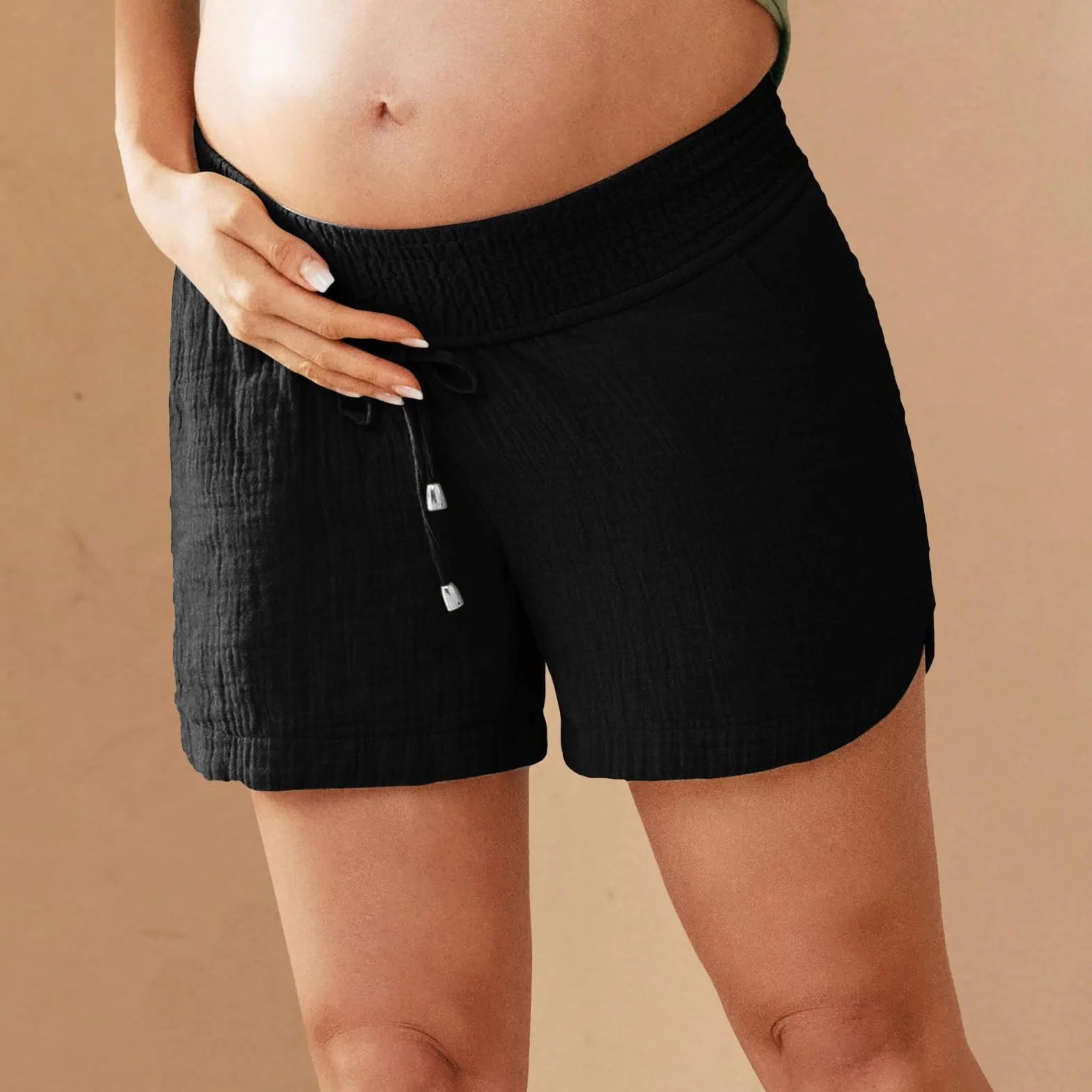 Short Lin Coton Enceinte Grossesse Taille élastique été Short Maternité Chic Pas Cher Shorts Grossesse Femme Large Grande Taille Pantalon Court Femme Confortable