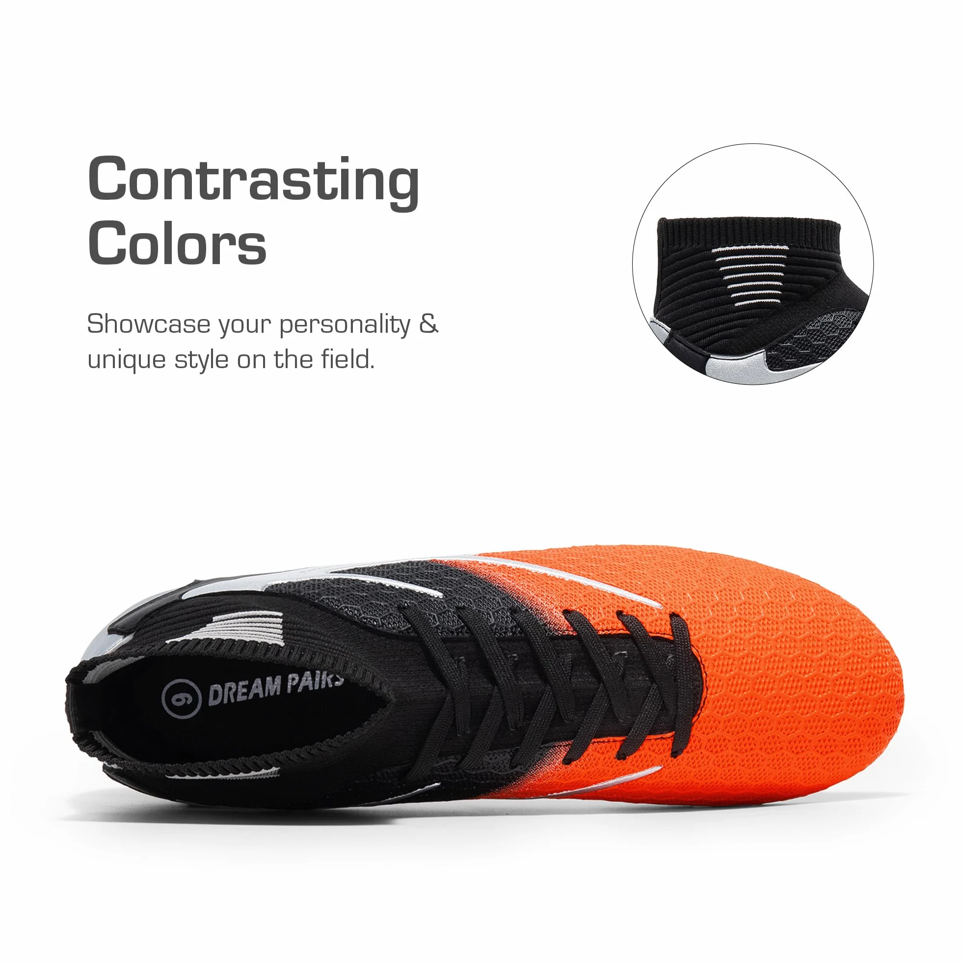 DREAM PAIRS Chaussures de Football pour Hommes Durable Chaussure Crampons Montantes à Lacets Stables et Accrocheuses SDSC2407M