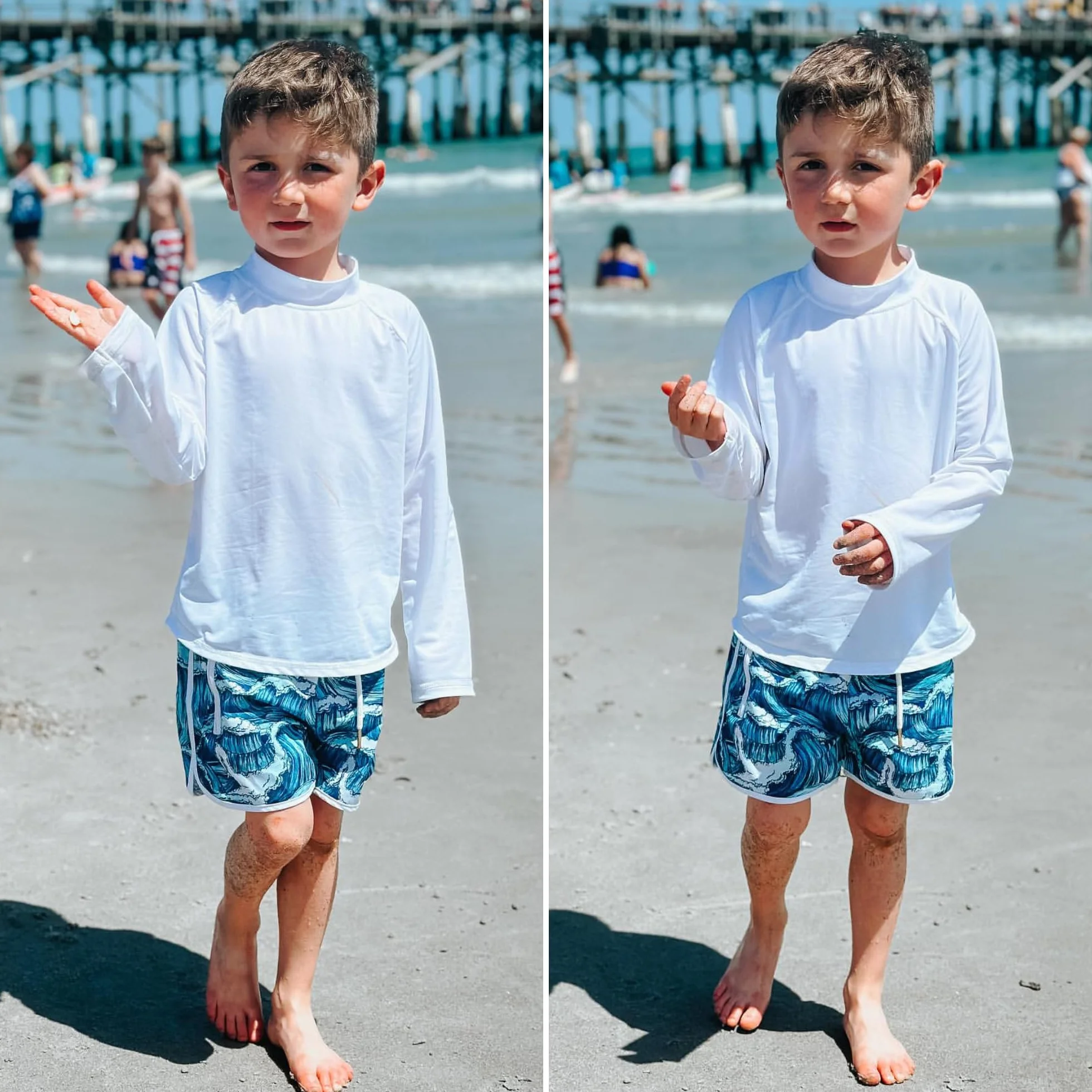 BIG ELEPHANT 3 Pièces de Bain Anti-UV pour Garçon Maillot de Bain à Manche Longue Enfants Rashguard pour Surf Natation Plongée Plage