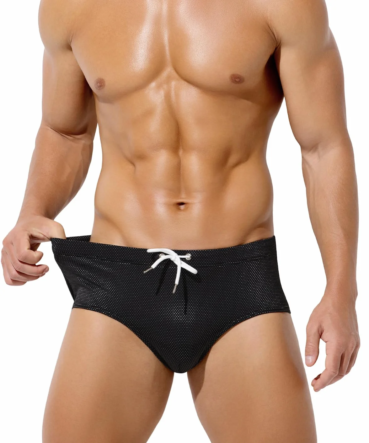 Slip de Bain Homme, Maillot de Bain Swim Briefs avec Cordon de Serrage Réglable, Élasticité et Séchage Rapide, Slip de Natation pour Plage, Piscine, Natation et Surf