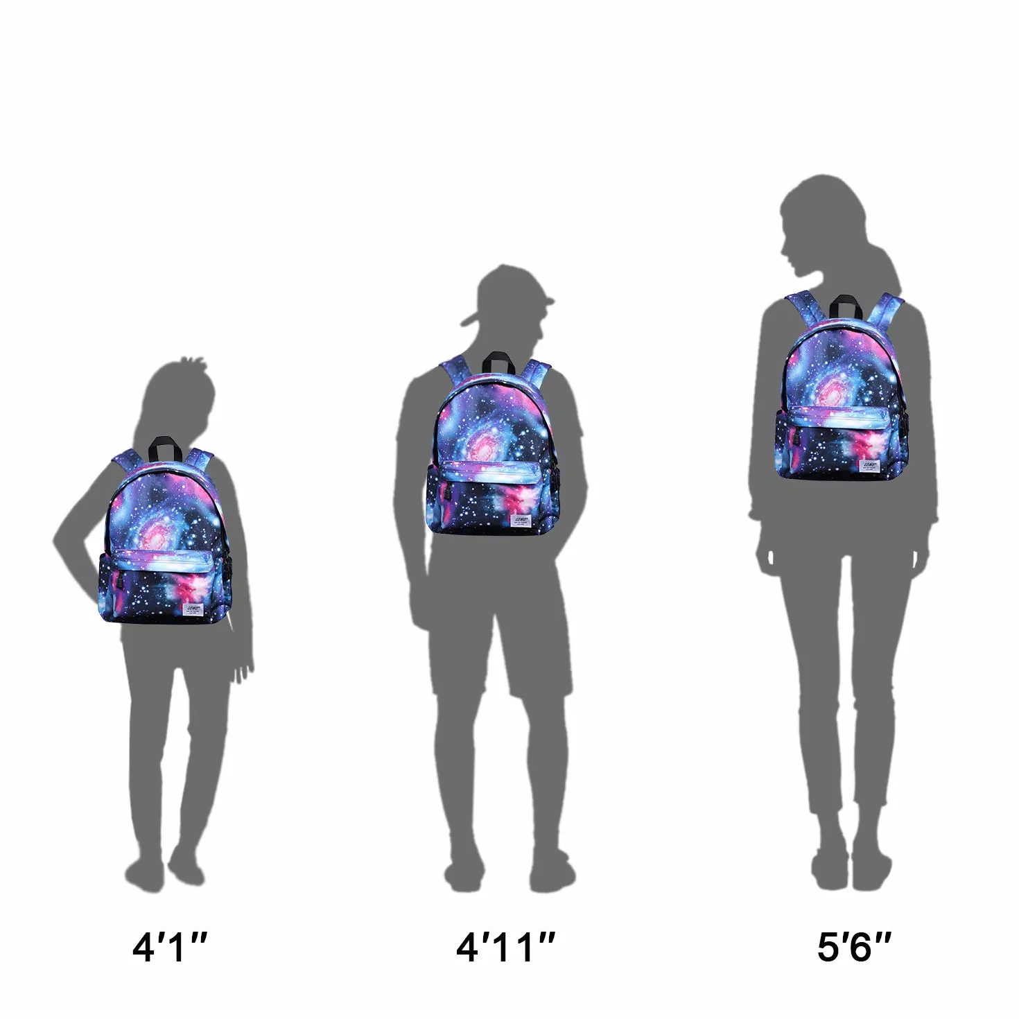 Sac d'école pour garçons et filles motif galaxie - Résistant à l'eau - Sac à dos décontracté - Pour étudiants Ensemble F-galaxy bleu. Taille unique