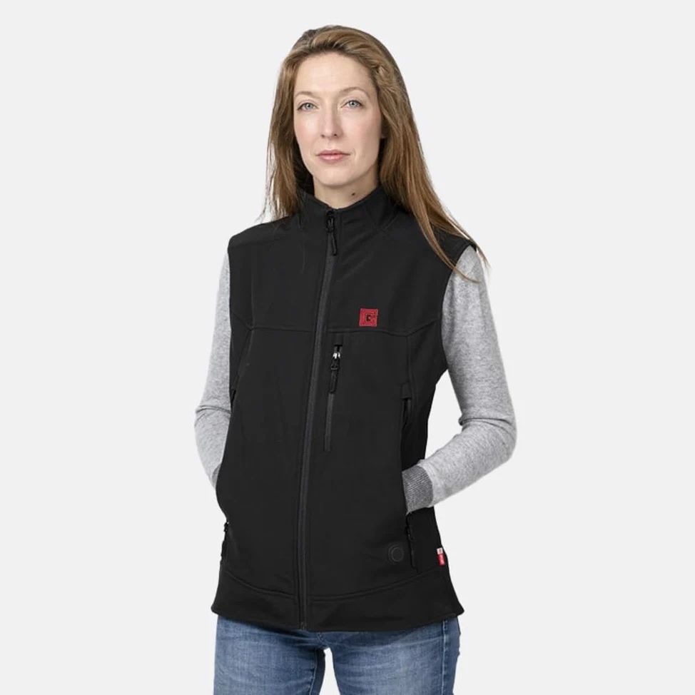 G-HEAT - Gilet chauffant EVO femme - Coupe féminine - Coupe-vent - déperlant - imperméable. Usages : ville, sport, travail. Fourni avec batterie et câble de recharge
