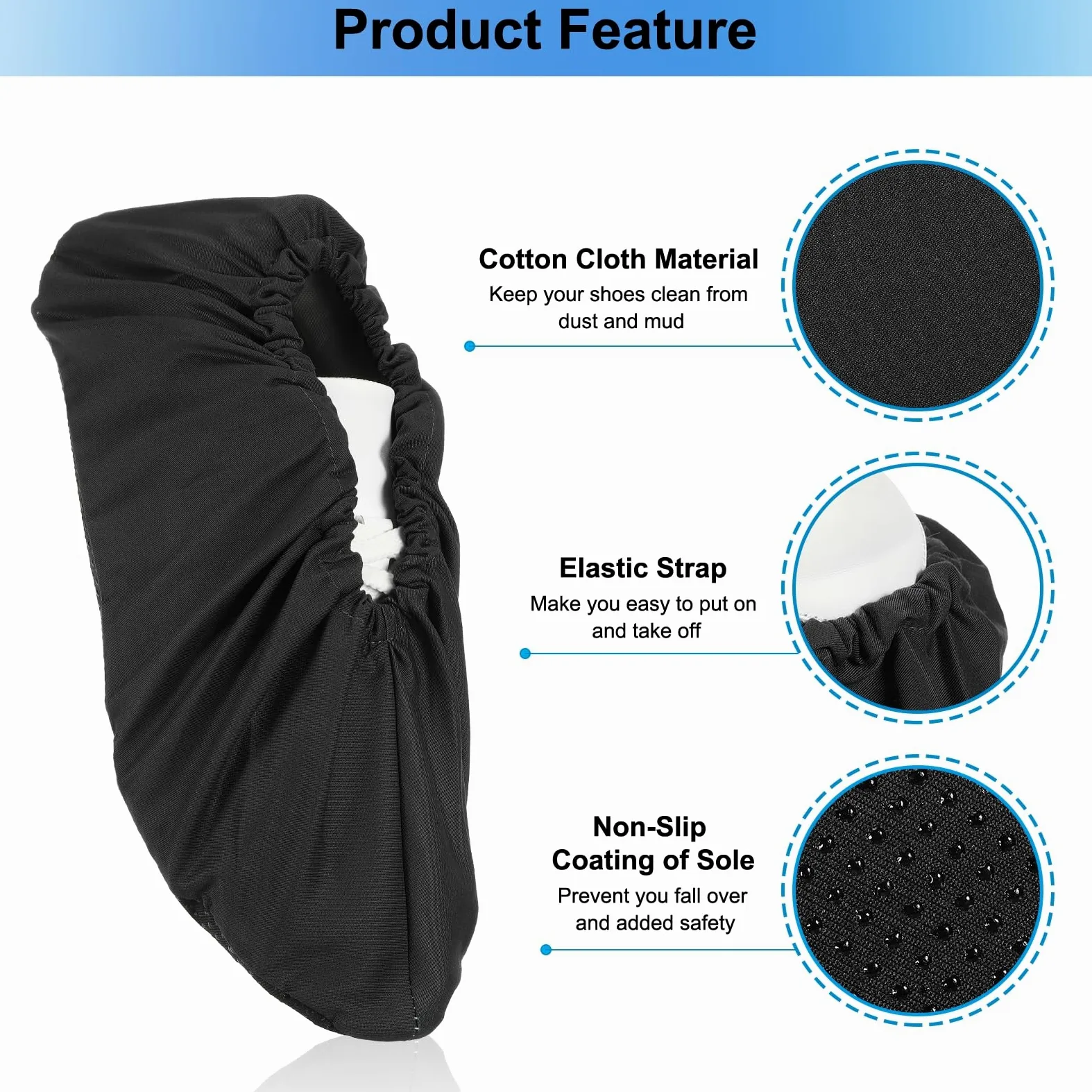 PATIKIL 5 Paires de Couvre-Chaussures et Bottes, Couvre-Chaussures en Coton Réutilisables Antidérapants Lavables Respirants pour l'Intérieur, Le Laboratoire, Noir