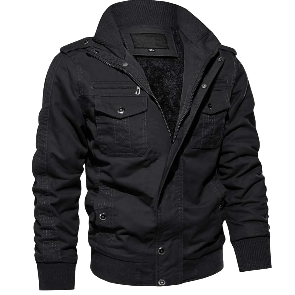 MAGCOMSEN Veste d'hiver chaude doublée en polaire pour homme - Coupe-vent - Veste demi-saison avec capuche amovible
