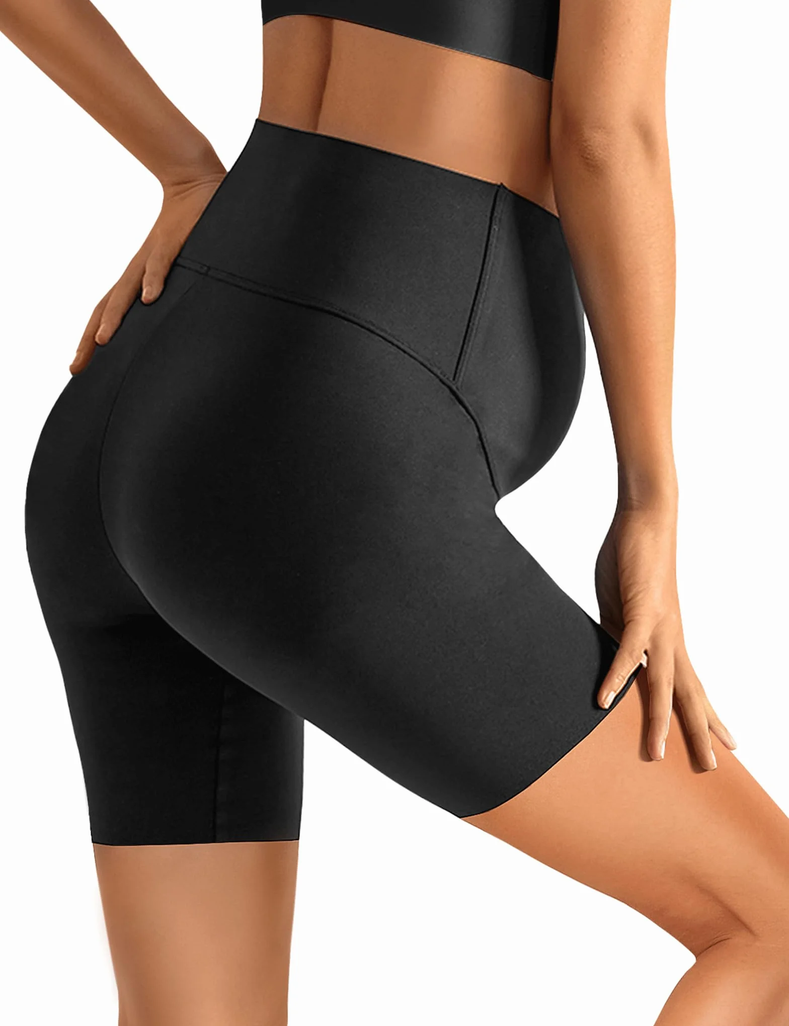 Short de yoga de maternité, double couche, soutien du ventre, legging de grossesse rafraîchissant, short de course à pied pour femme