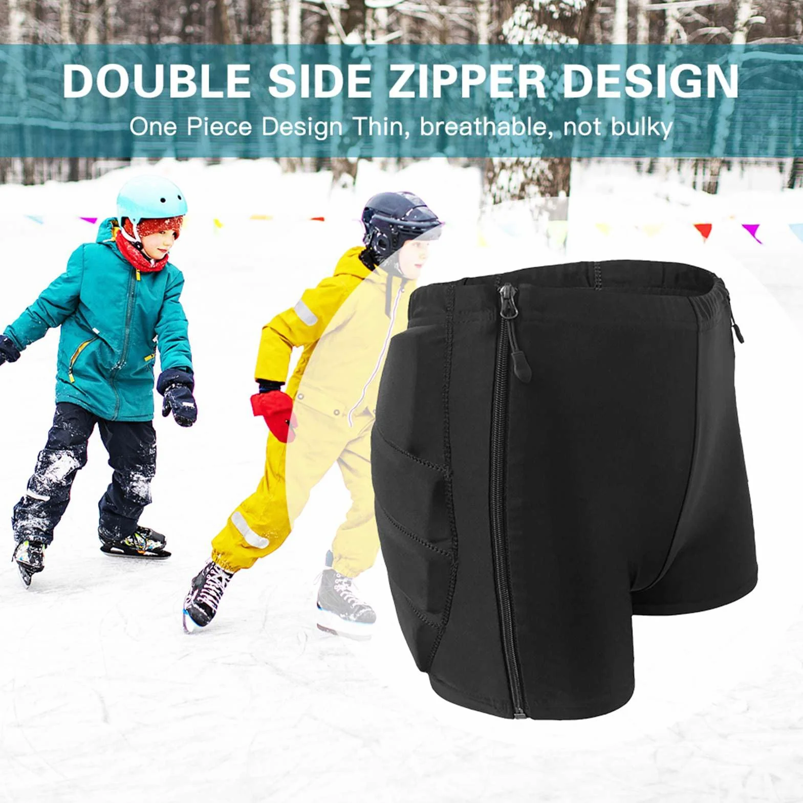 Short de Protection pour Adultes, Patinage de Vitesse sur Glace et à Roulettes, Short de Protection des Hanches, Conception Monobloc, Fin et Respirant, Matériau Hautement (L)