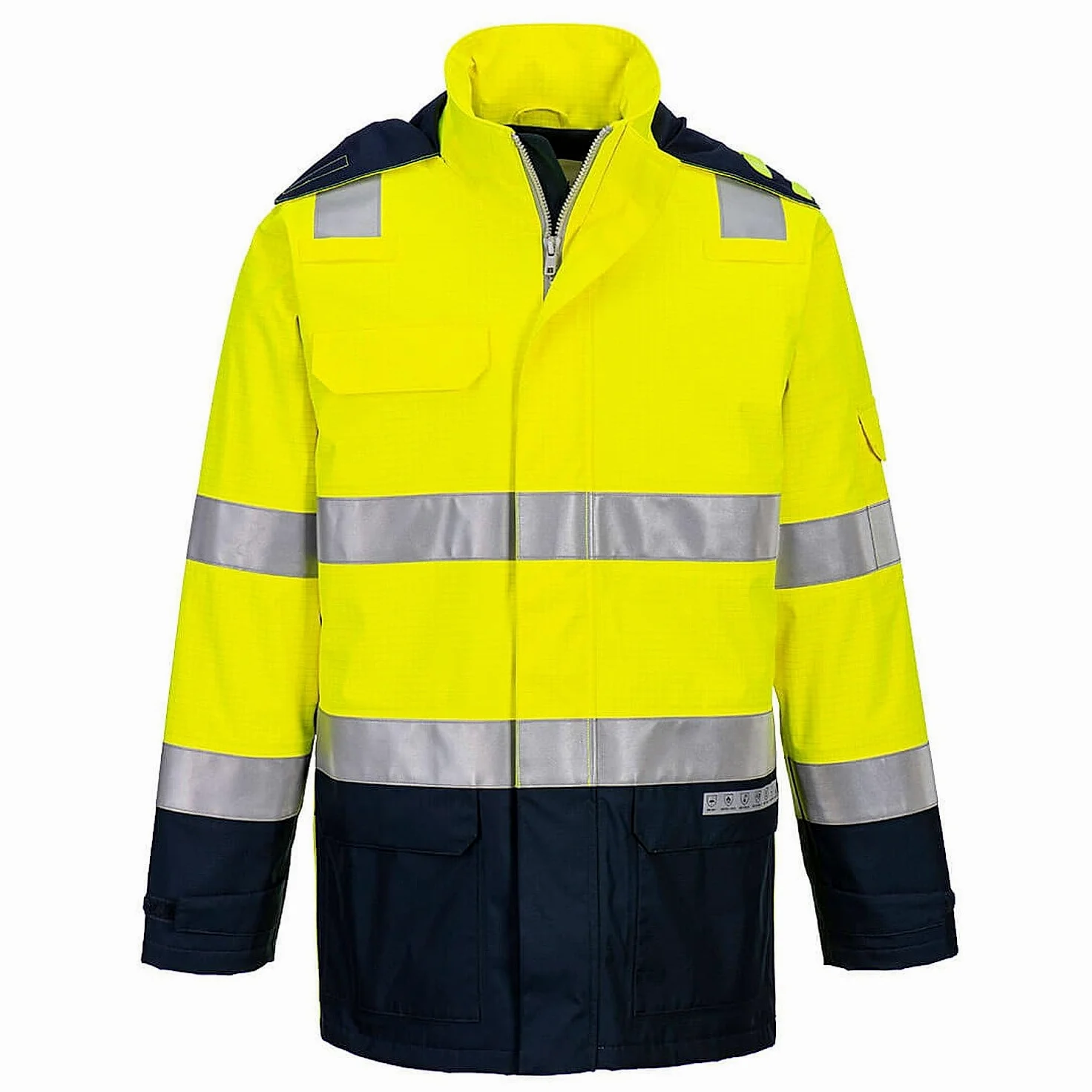 PORTWEST Parka Bizflame Rain+ Hi-Vis Light Arc Jaune/Marine XL - Vêtements haute visibilité
