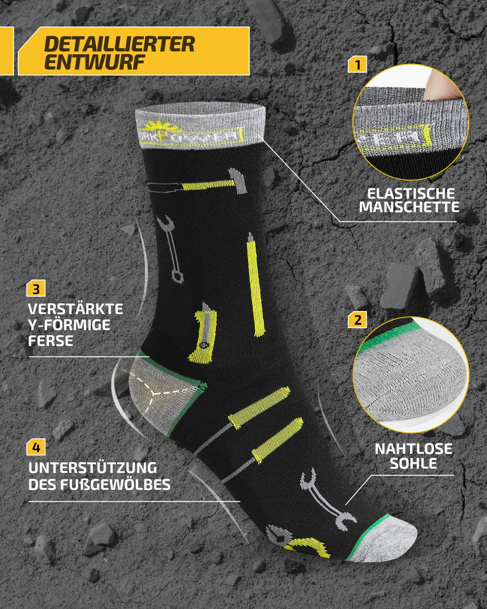 Chaussettes de travail pour homme - Chaussettes de sport pour homme - Hiver thermique - Chaussettes de travail épaisses en matériaux recyclables - Tailles 39-42 et 43-46