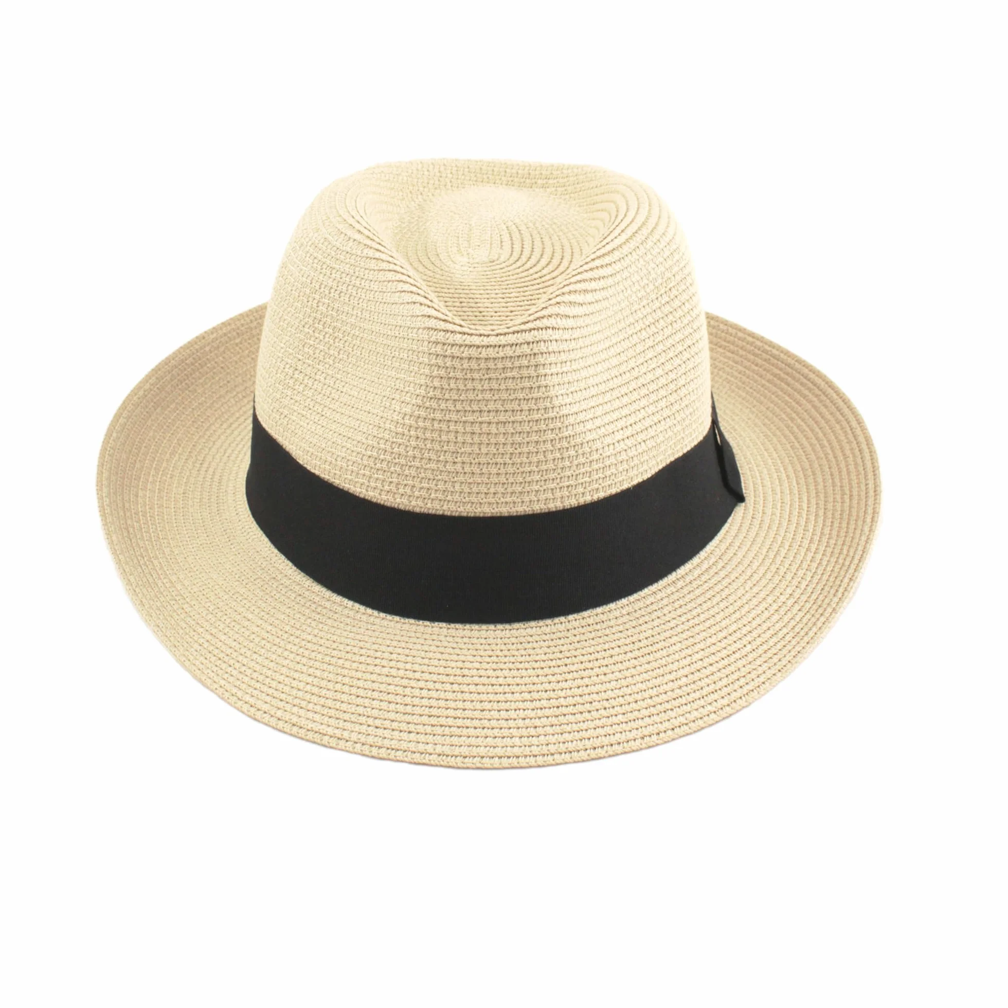Chapeau Panama unisexe été plage Fedora paille enroulable
