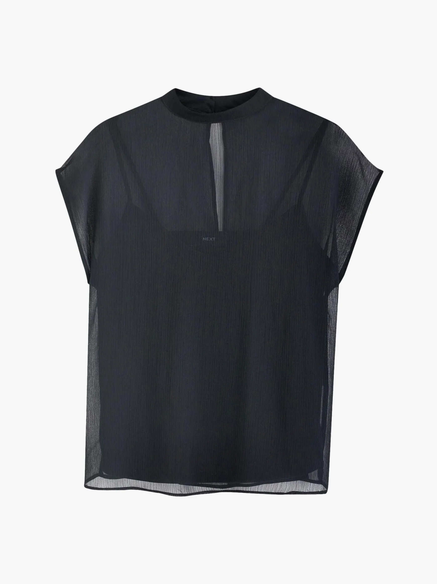 NEXT Femme Haut à Mancherons avec Double épaisseur Transparente | Coupe standard, Fermeture boutonnée
