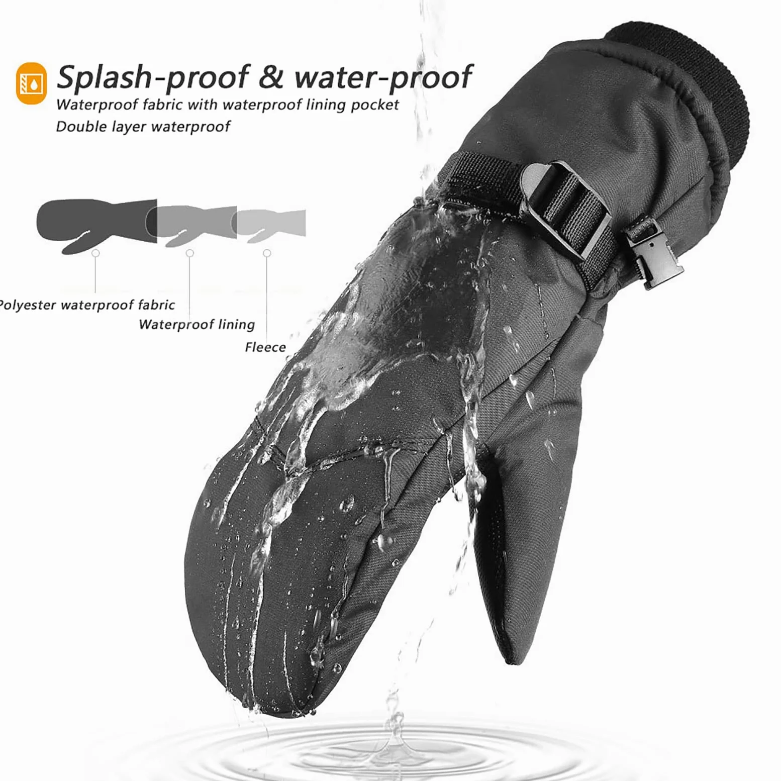Gants de Ski Gants d'hiver Warm Imperméable Coupe Vent Thermique Mitaines pour Ski, Snowball Patin à Glace et Sports en Hiver