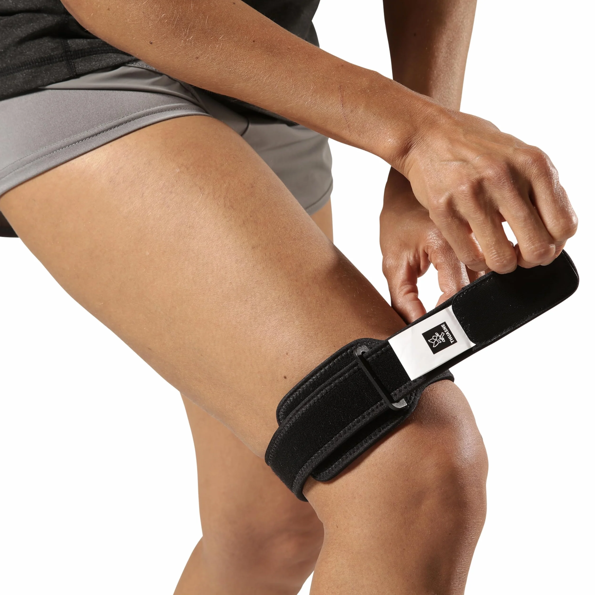 Thuasne Sport - Bandeau de Serrage IT Band - Syndrome de l'Essuie-Glace - Compression Ajustable - Système Auto-Agrippant - Dispositif Médical CE - Taille Unique, Noir