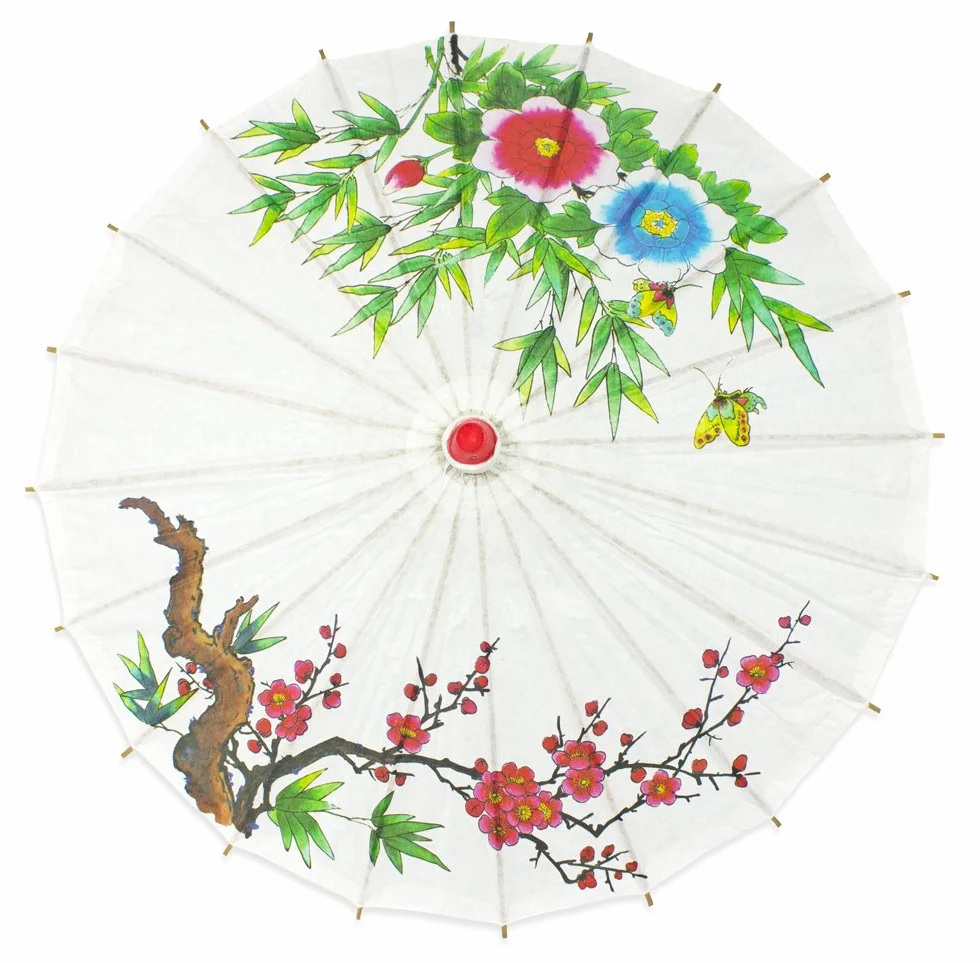 Ombrelle Chinoise 60 cm Blanc Taille Unique