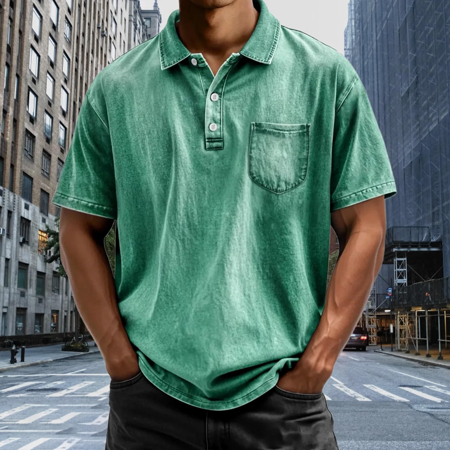 Ensemble Short Chemise Homme en Lin Polo Homme Coton Manches Courtes Chemise Hommes Ete Décontractée Chemisette Leger Respirant Chic Haut pour Casual pour Travail Plage lot t-Shirt Homme