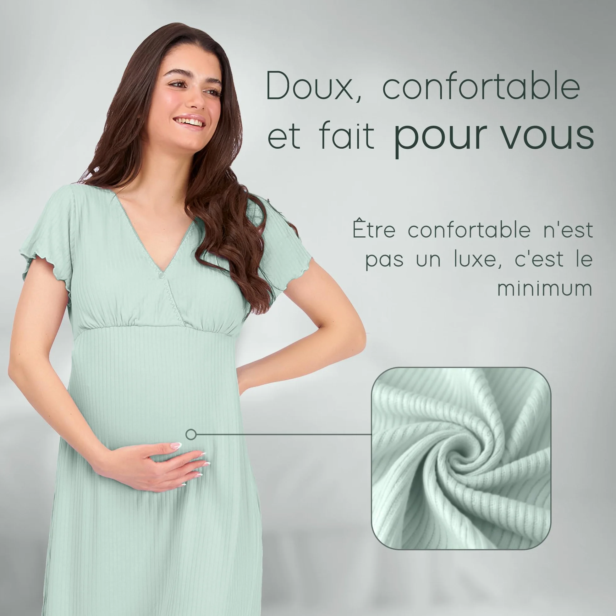 Chemise de Nuit Allaitement, Chemise de Nuit Maternité, 3 en 1 Allaitement, Hôpital et Grossesse, Confort Maximal, Pyjama Allaitement Maternité, Pyjama Maternité Accouchement