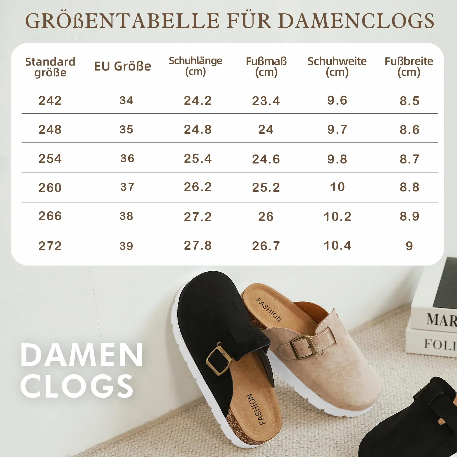 Plateforme Mules et Sabots Femme, Pantoufles Sabot Clogs Chaussons Cuir Liège Sandales- Antidérapants Semell