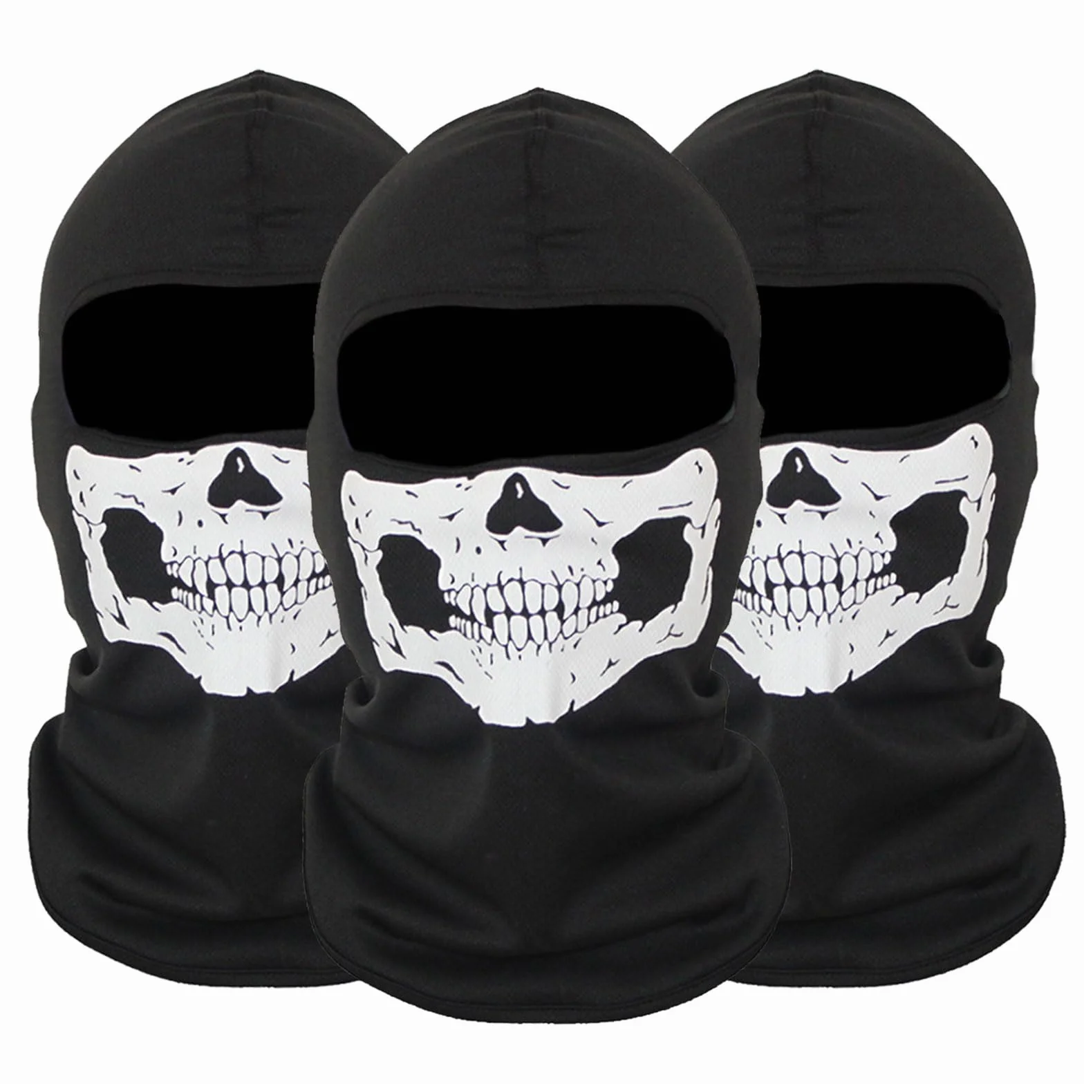 EUPSIIU 3 Pièces Cagoule Ghost Cagoule Moto Cagoule Skull Cagoule Ghost Masque Ghost Imprimez Masque Balaclava Ghosts Skull Masque Full Face Masque Balaclava Call of Duty Ghost, Taille unique