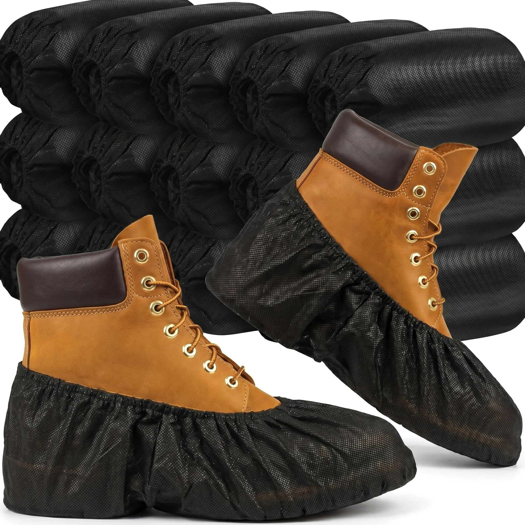Lot de 200 couvre-chaussures jetables noirs - Imperméables et antidérapants - Taille XL