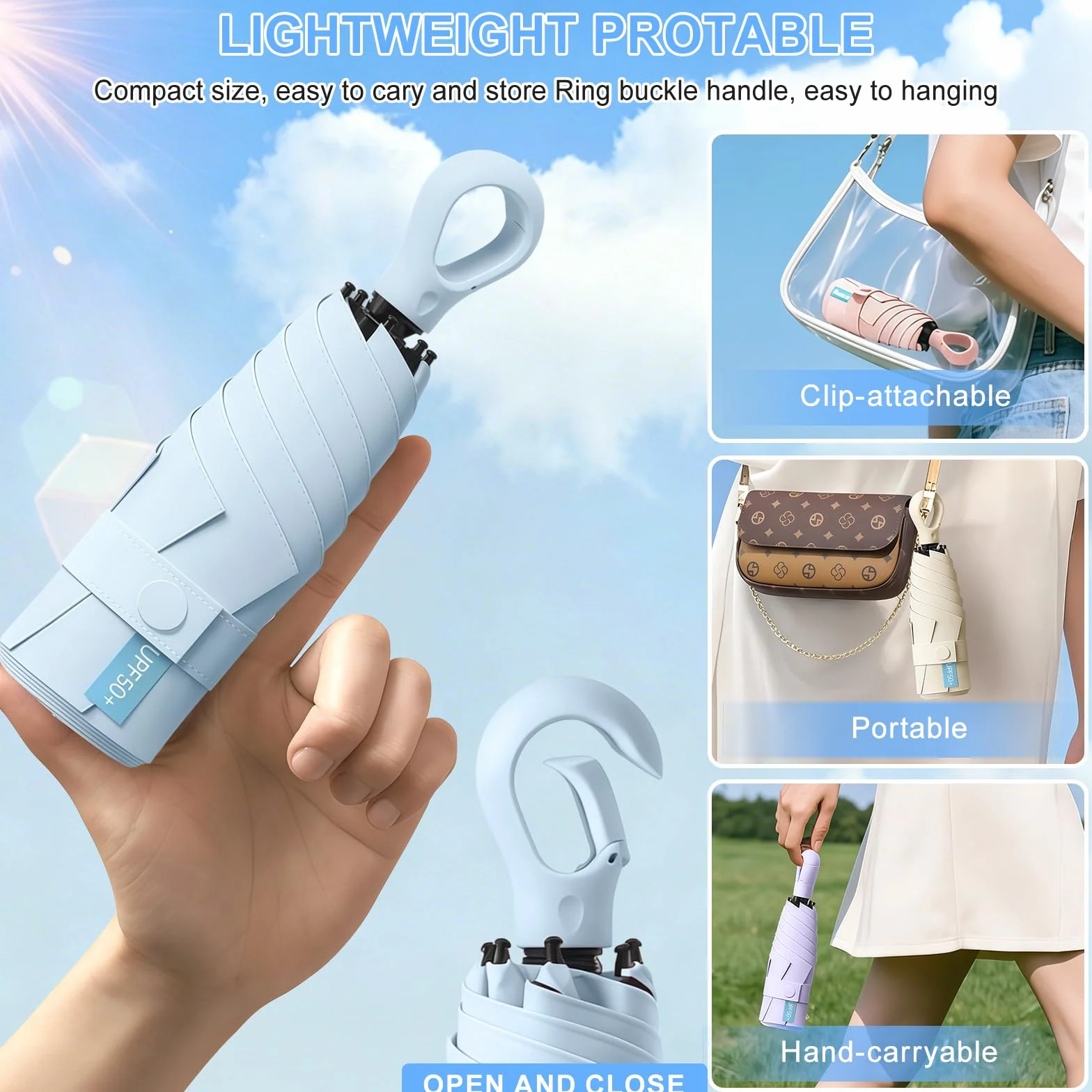 Mini Parapluie Pliant, Parapluie de voyage, Parapluie Pliable Mini, petit parapluies portable compact pour hommes et femmes, parapluies capsule