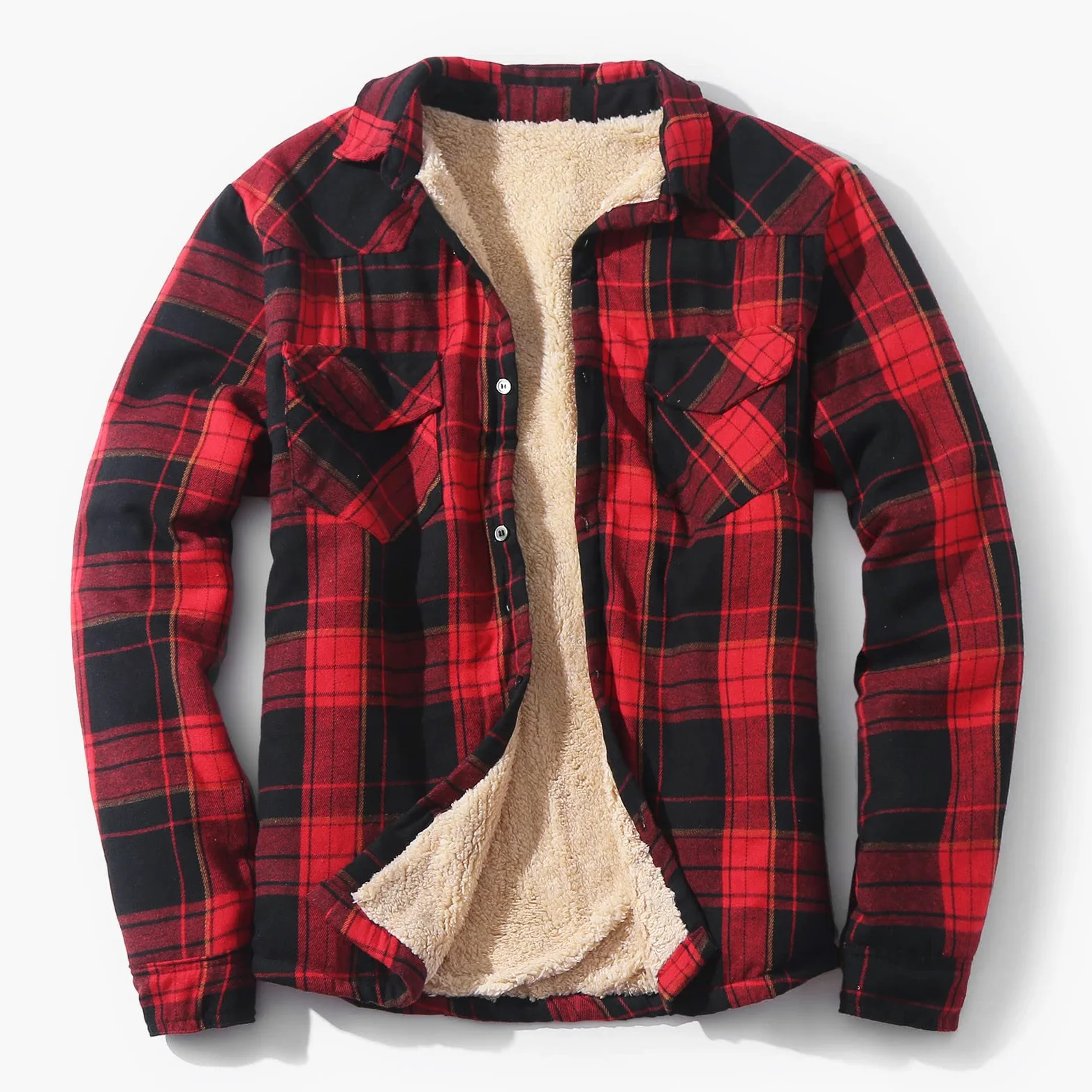 Chemise de bûcheron pour homme - Chemise thermique à carreaux en flanelle - Doublure polaire - Avec capuche - Fermeture éclair - Chemise à manches longues - Chemise de travail thermique