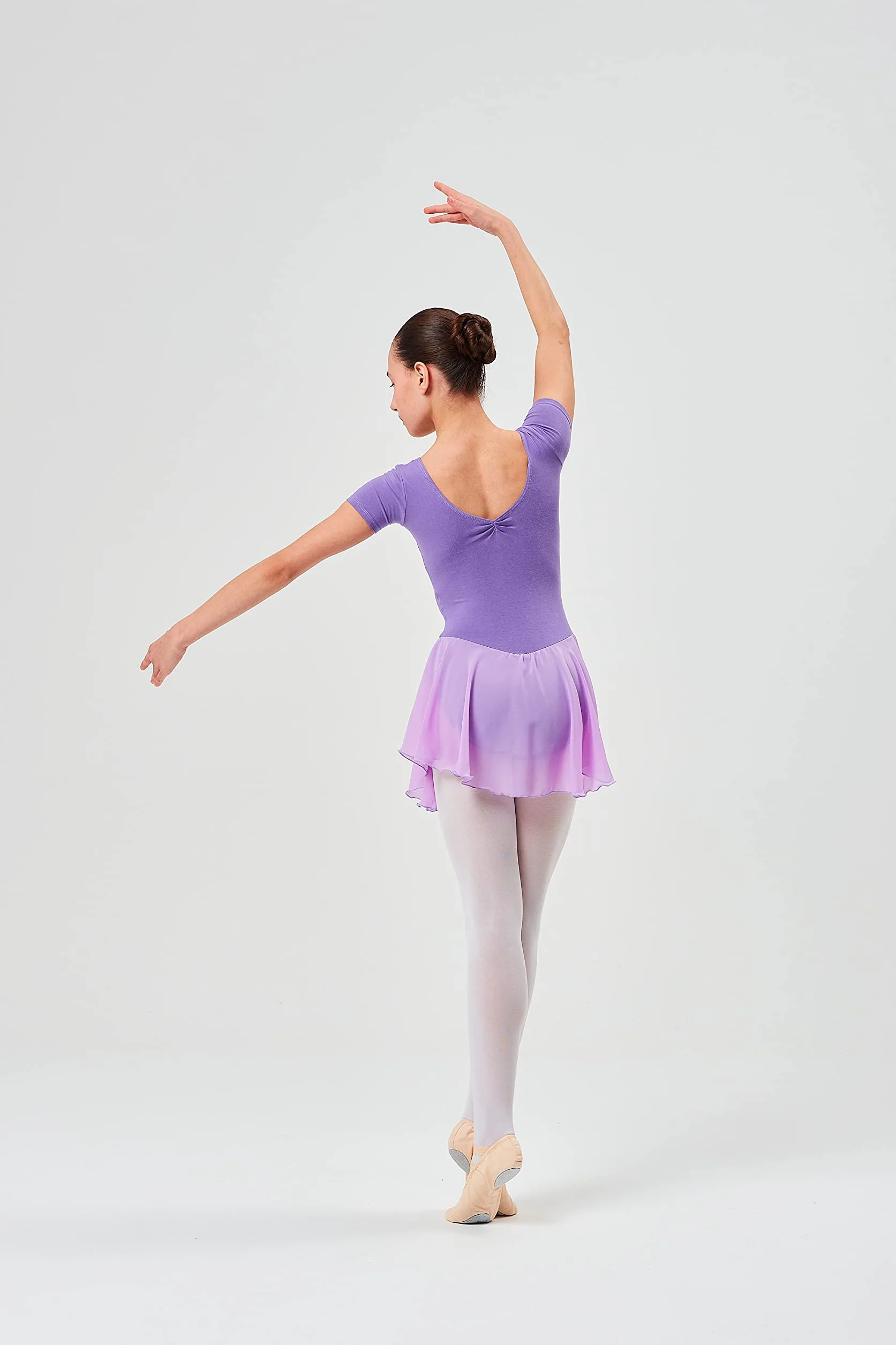 Justaucorps danse fille Betty avec jupette mousseline strass manches courtes danse classique