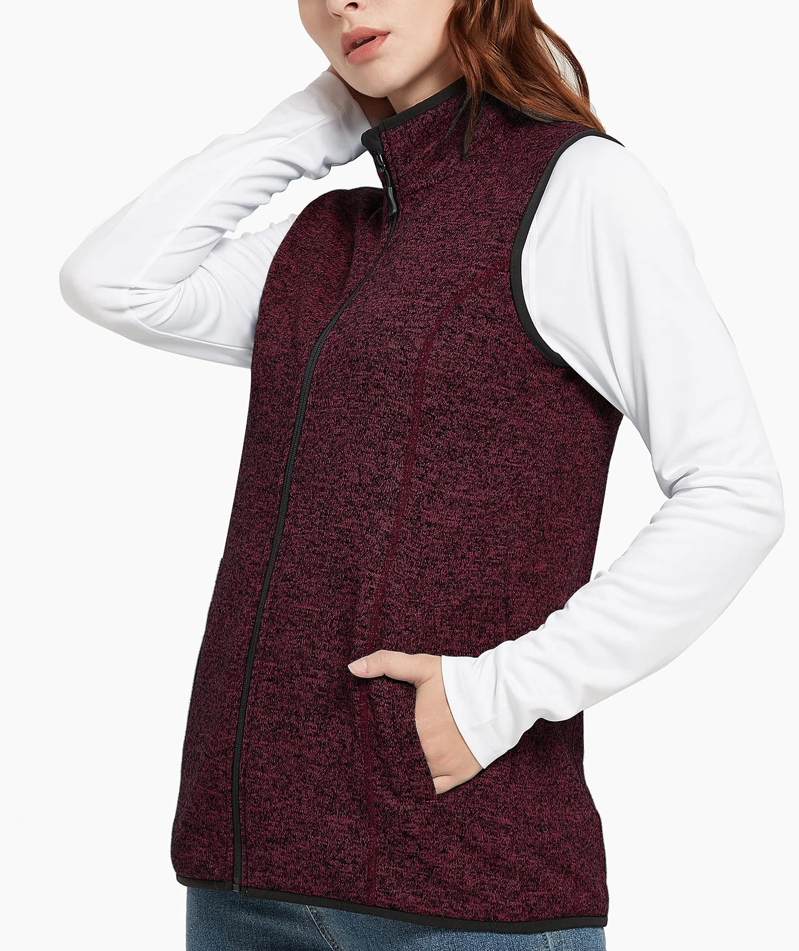 Triple Moon Gilet polaire pour femme - Gilet d'extérieur sans manches pour la course, la randonnée, le camping, les loisirs, la maison