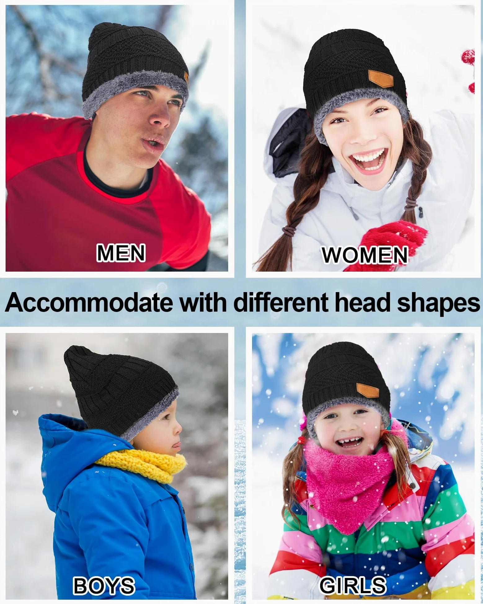 Geyoga Bonnet d'hiver en vrac pour homme et femme avec doublure en polaire