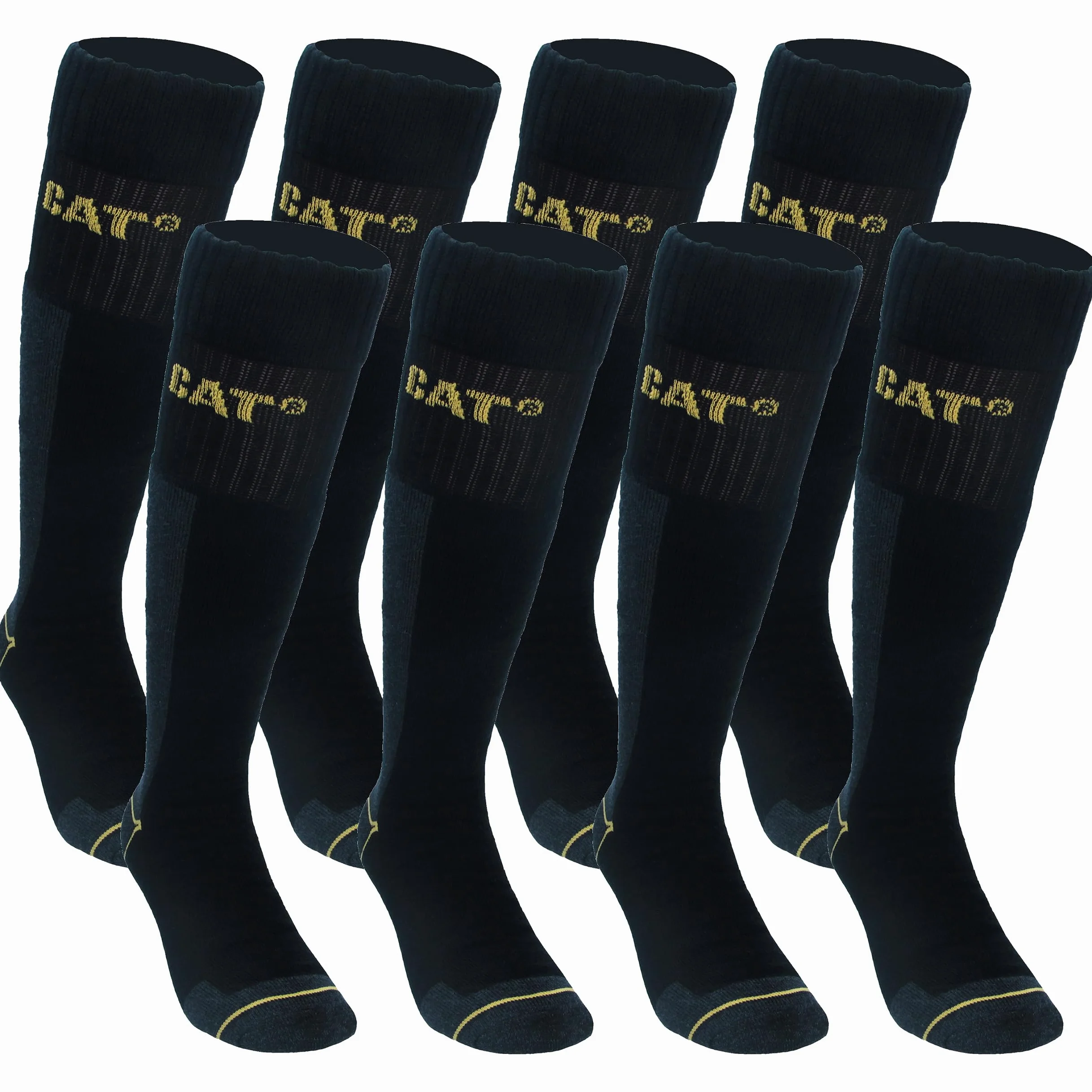 Caterpillar 4 Paires Chaussettes Longues Travail Hommes - Renforcées Talon et Pointe - Coton
