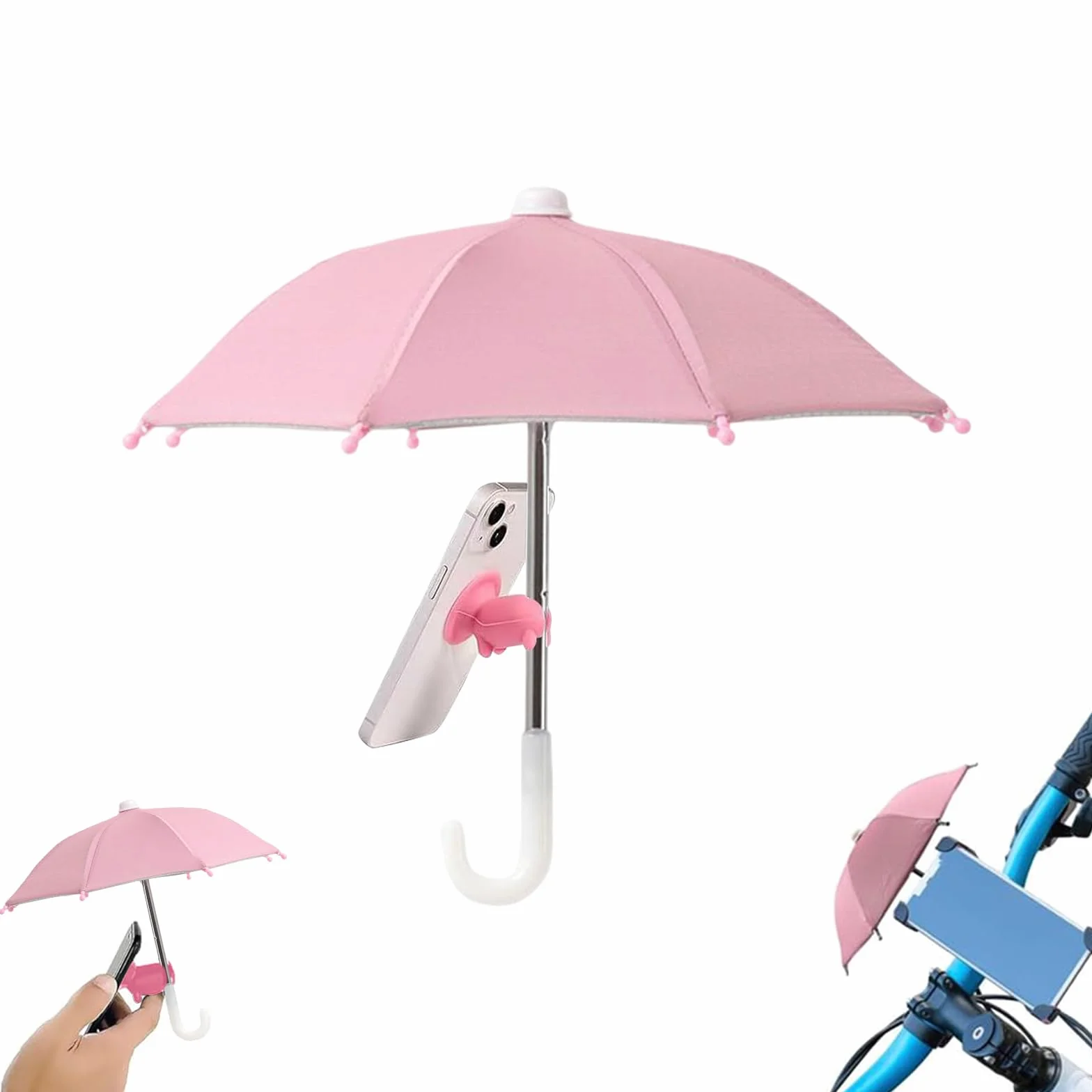 Comioke Parapluie pour téléphone portable, multifonction, réglable, mignon, avec ventouse en forme de cochon, protection solaire, protection contre l'éblouissement, avec ventouse réglable pour