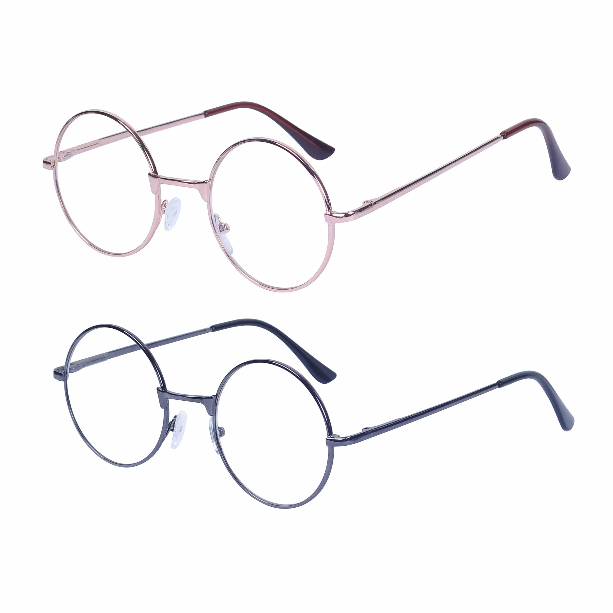 4-Paquet Lunettes de Lecture Femme Homme Rondes Retro Monture Métalliques Lens Transparentes Lunettes pour Lire Presbyte