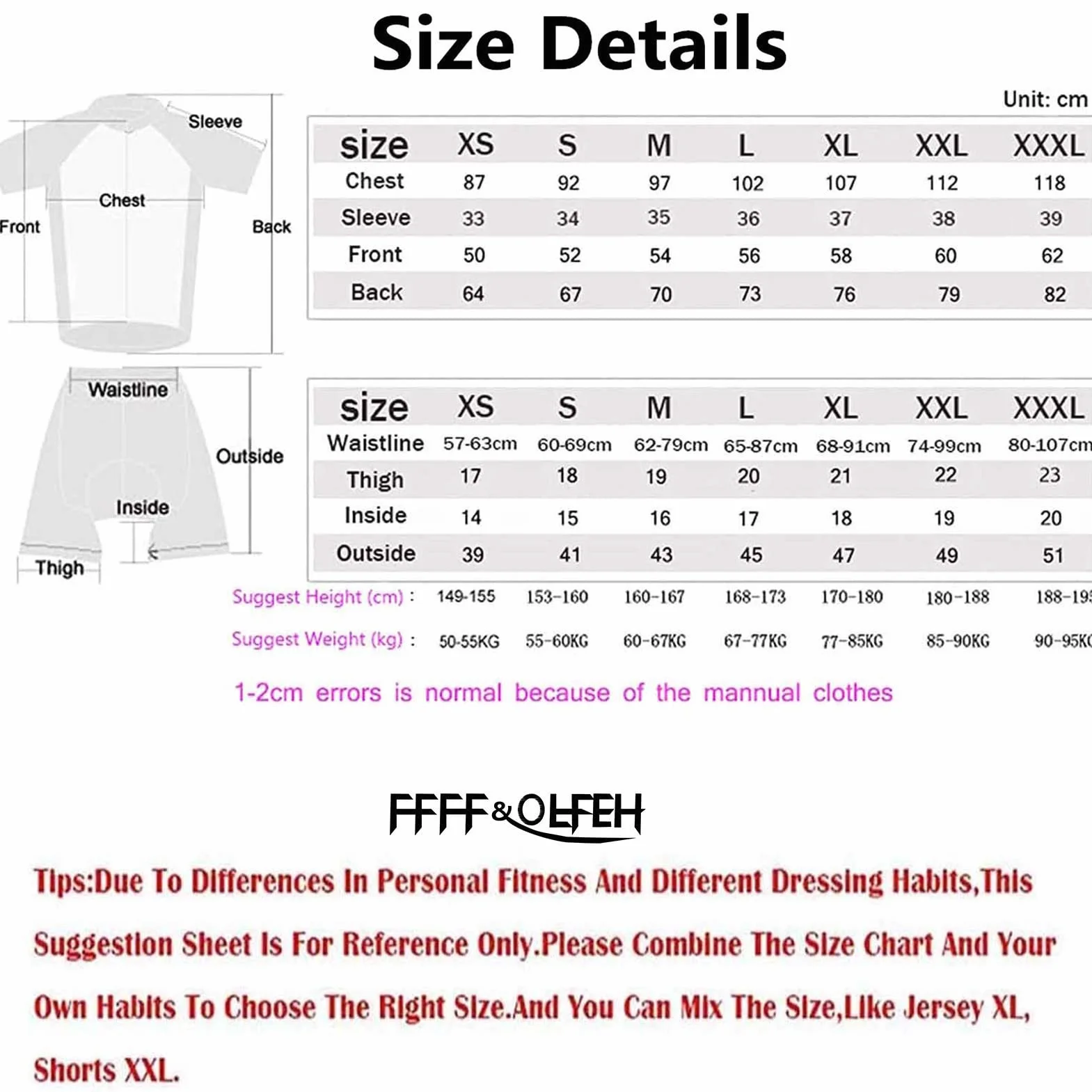 OLFEH Vêtements Cyclisme Pro Homme Tenue Cycliste Manche Courte Été Jerseys VTT Cuissard Bretelle 9D Coussin Gel Séchage Rapide