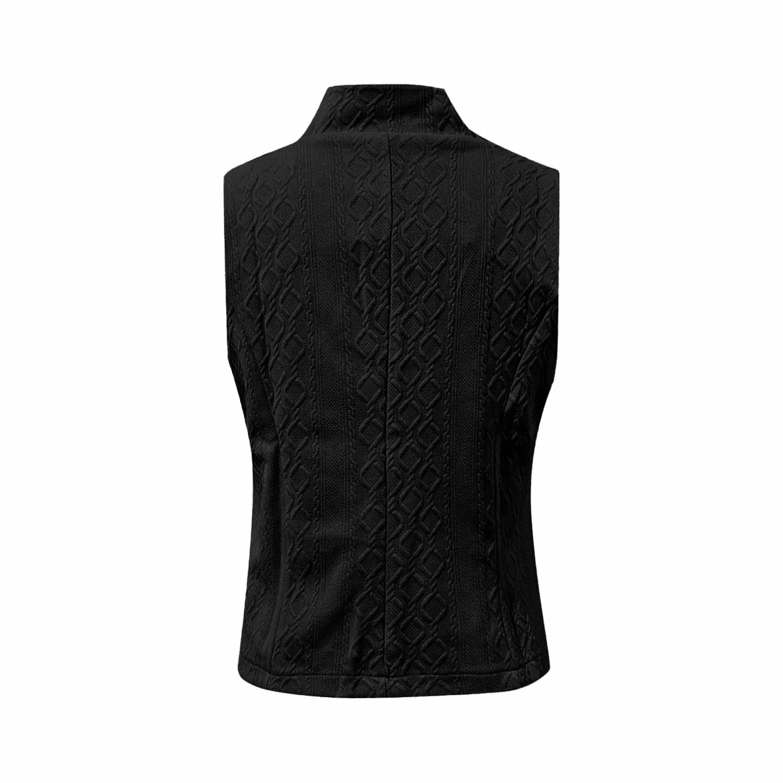 Gilet pour femme, aspect blazer cintré, veste sans manches avec col montant, gilet élégant avec boutonnière asymétrique