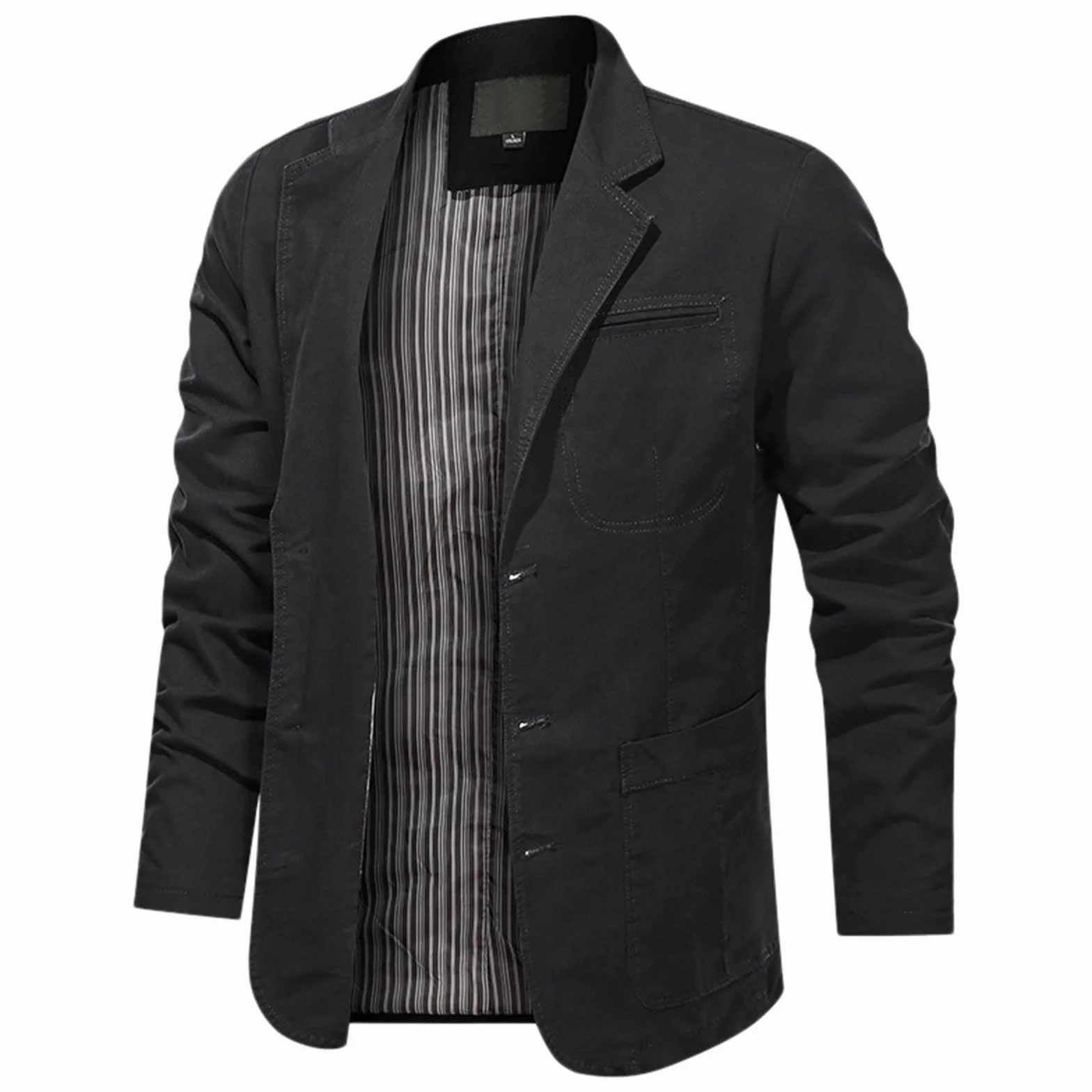 Veste Homme Habillée Été Léger Mi-Saison Manches Longues Zippée Blouson Baseball Col Montant Résistante Coup-Vent